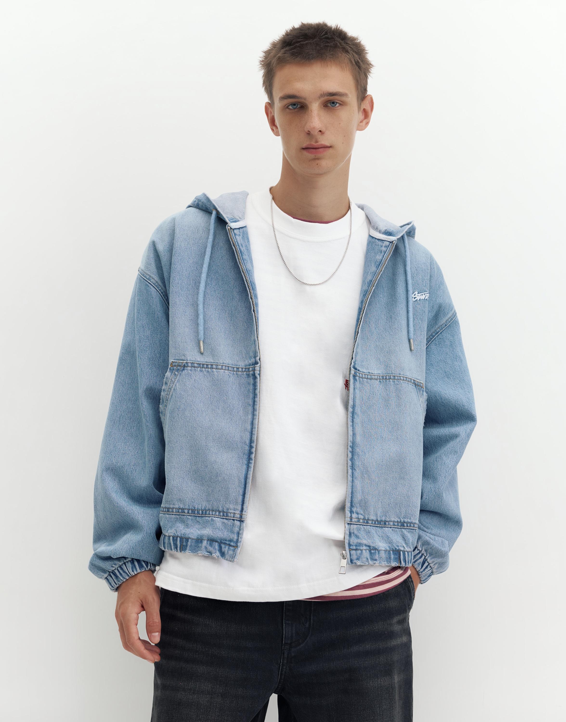 STWD zip-up hooded jacket — Medium blue