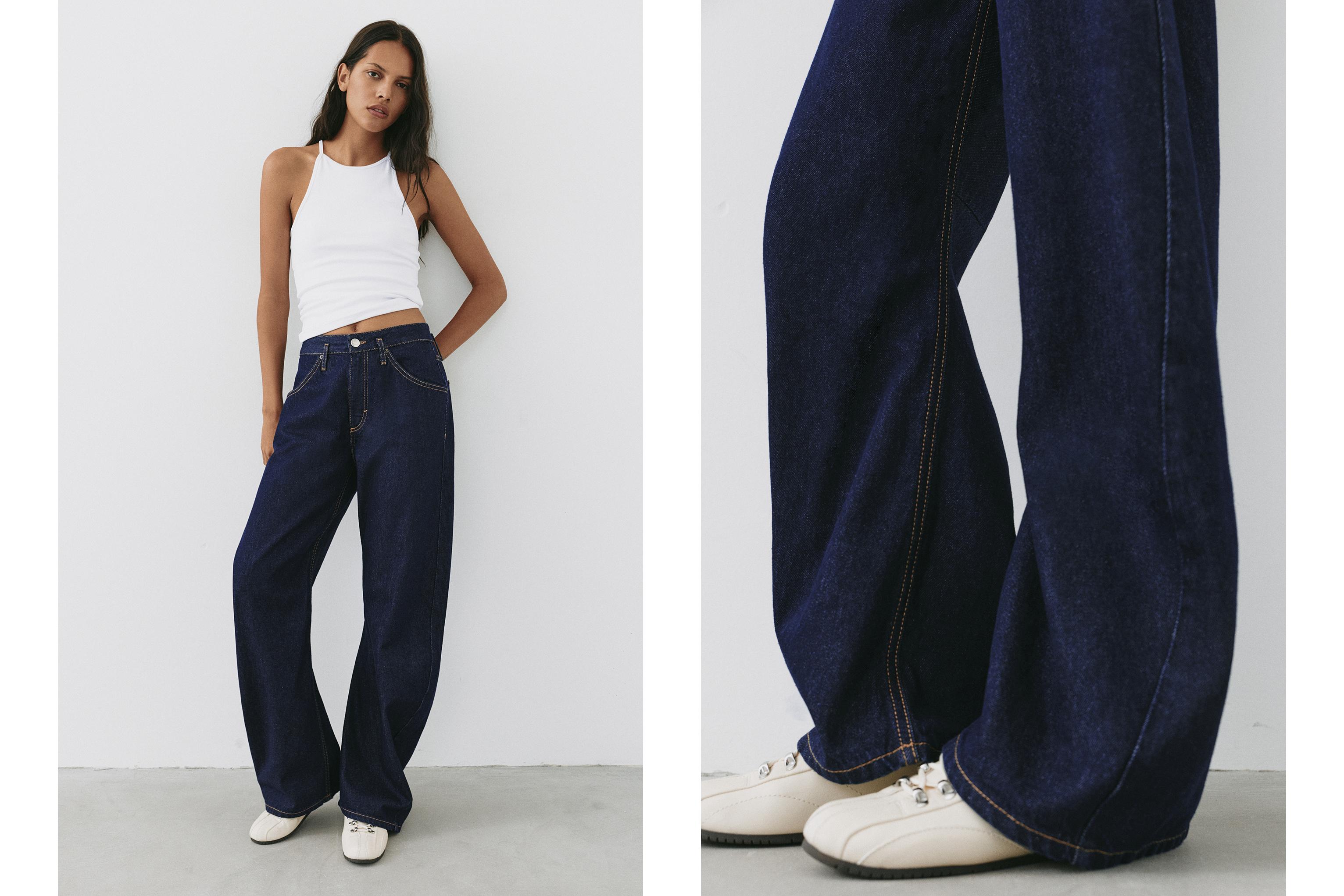 Low-rise barrel jeans — Navy