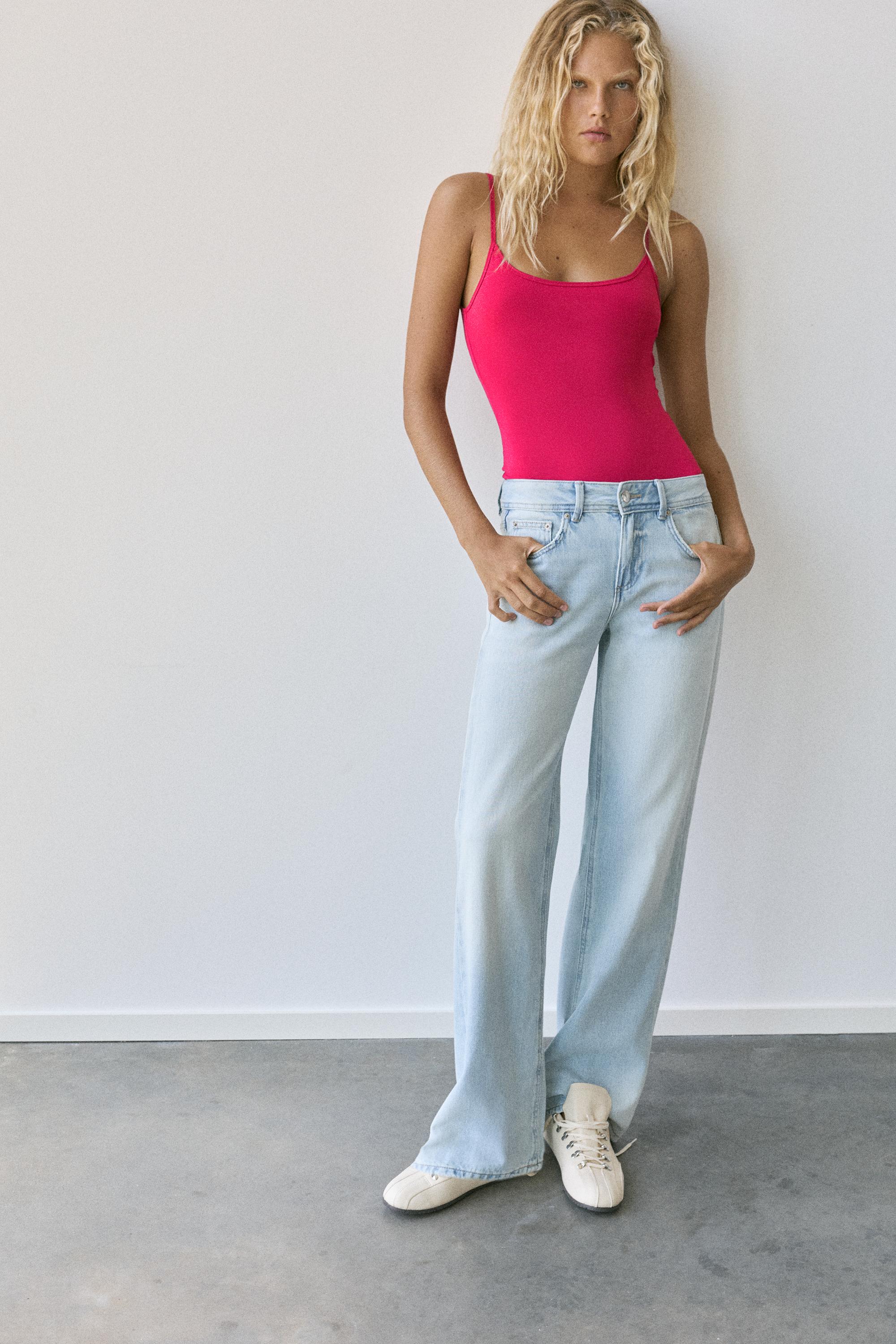 Polyamide bodysuit with thin straps — Raspberry