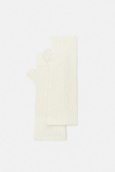 Ribbed knit mittens — Ecru 4