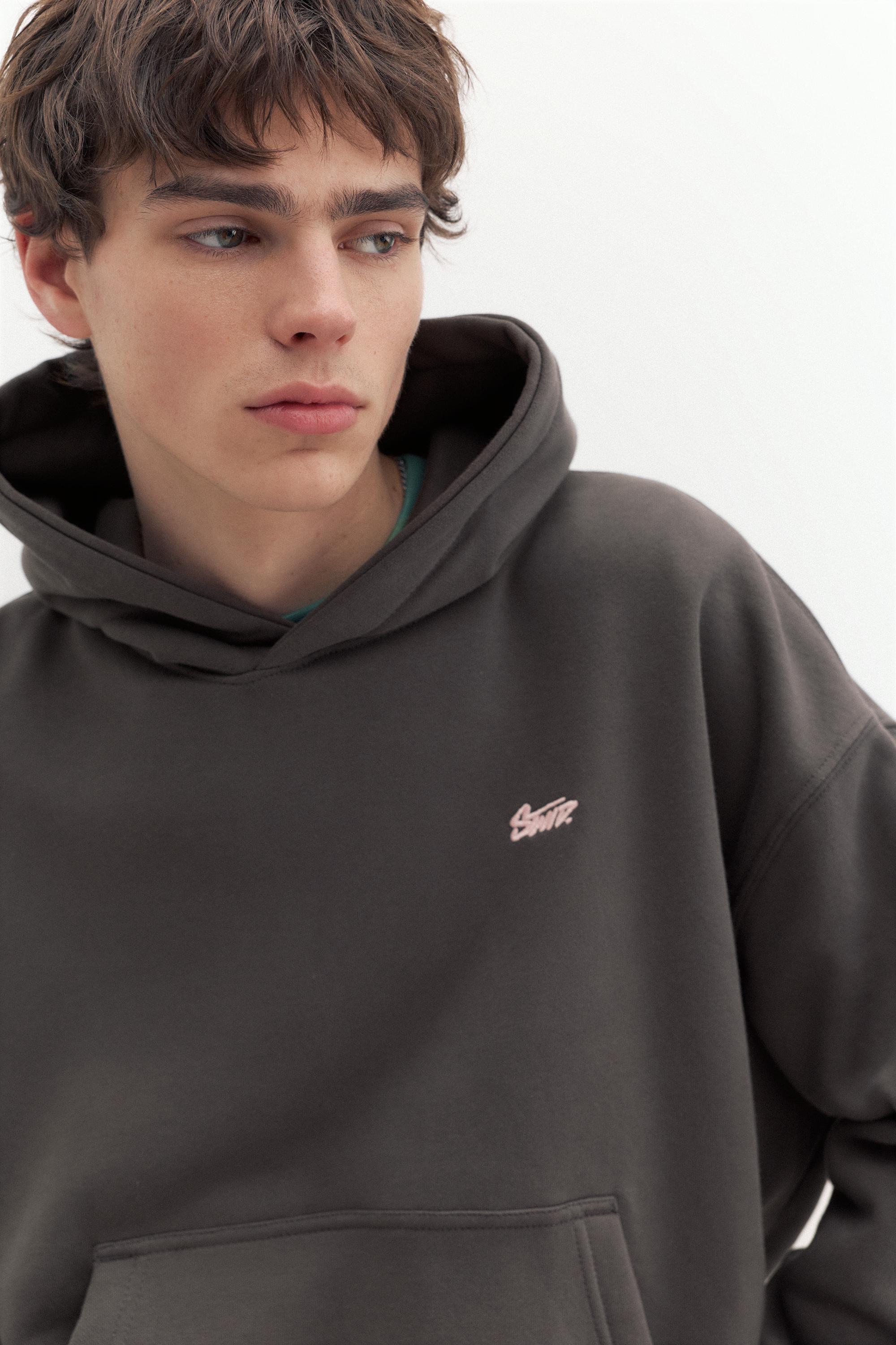 STWD logo boxy hoodie — Anthracite grey
