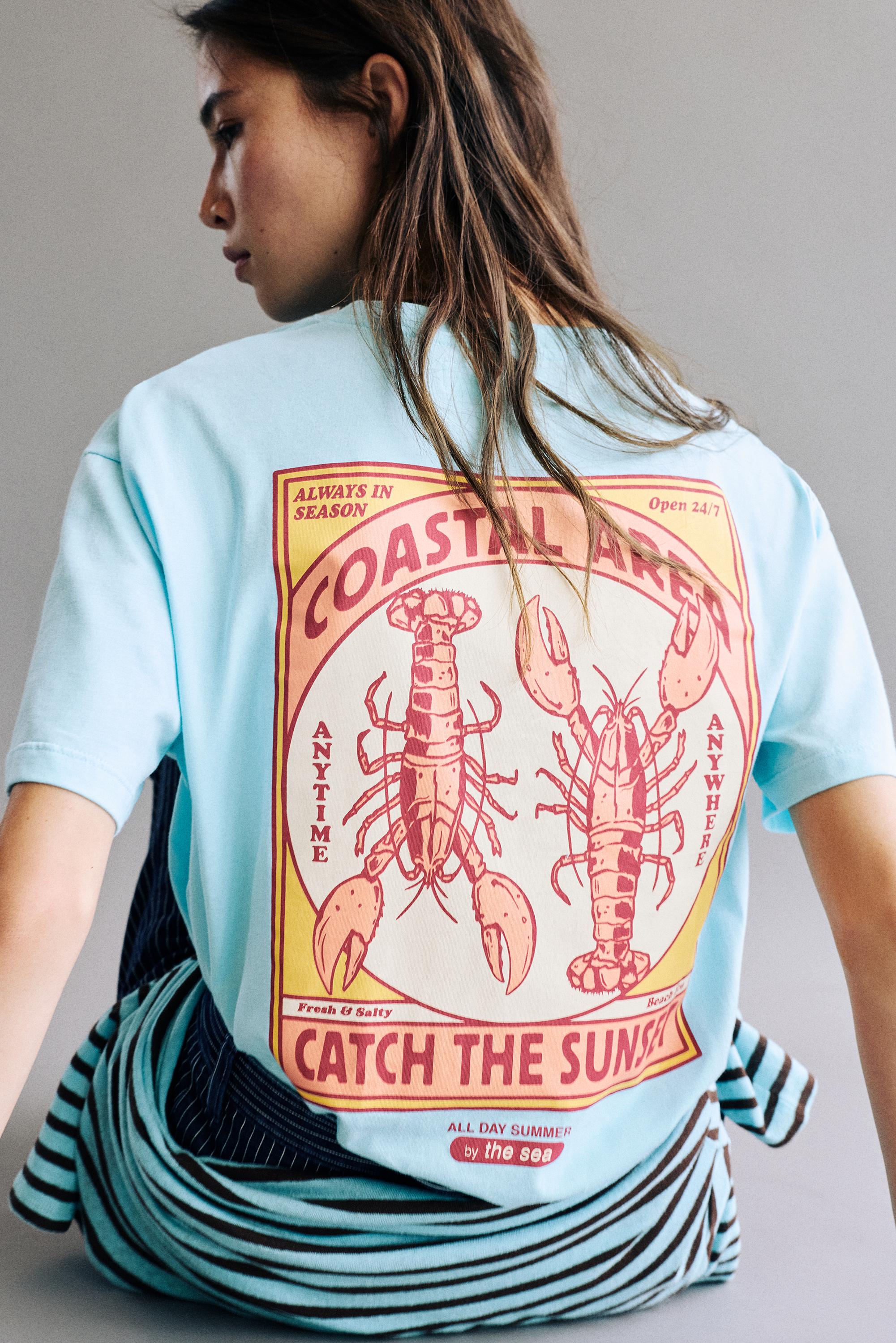 Lobster graphic T-shirt — Turquoise