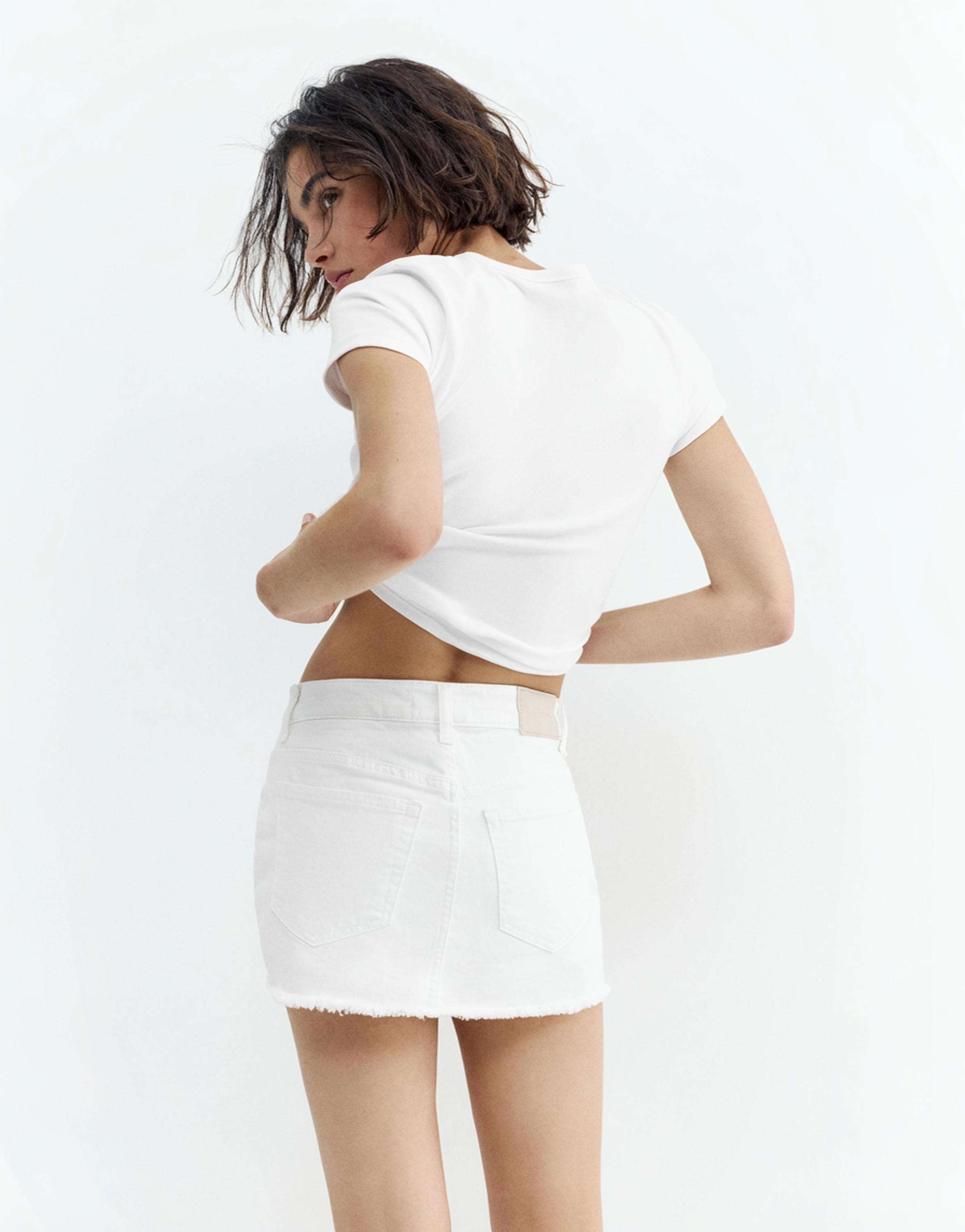 Denim skort — White