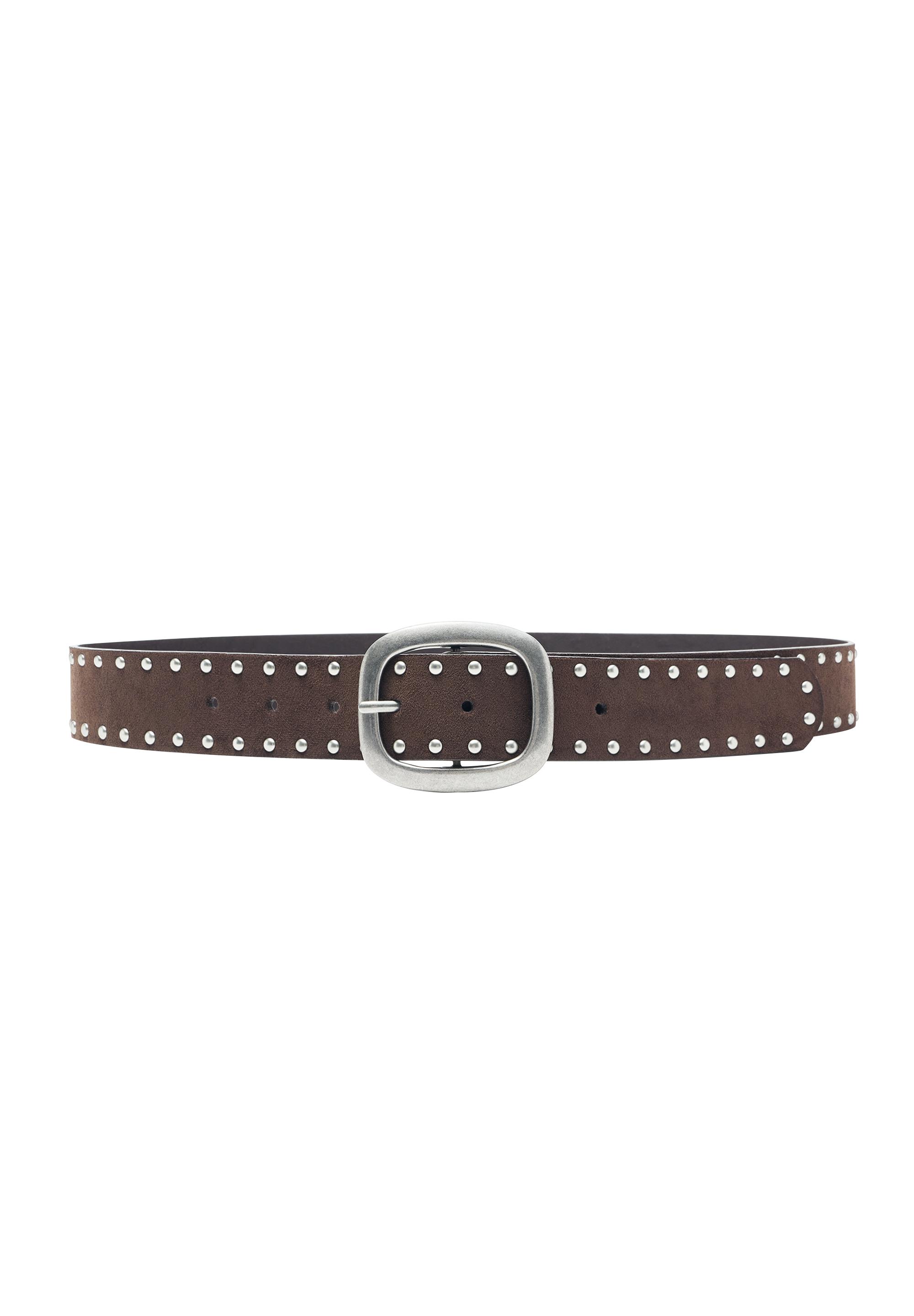 Faux suede studded belt — Brown