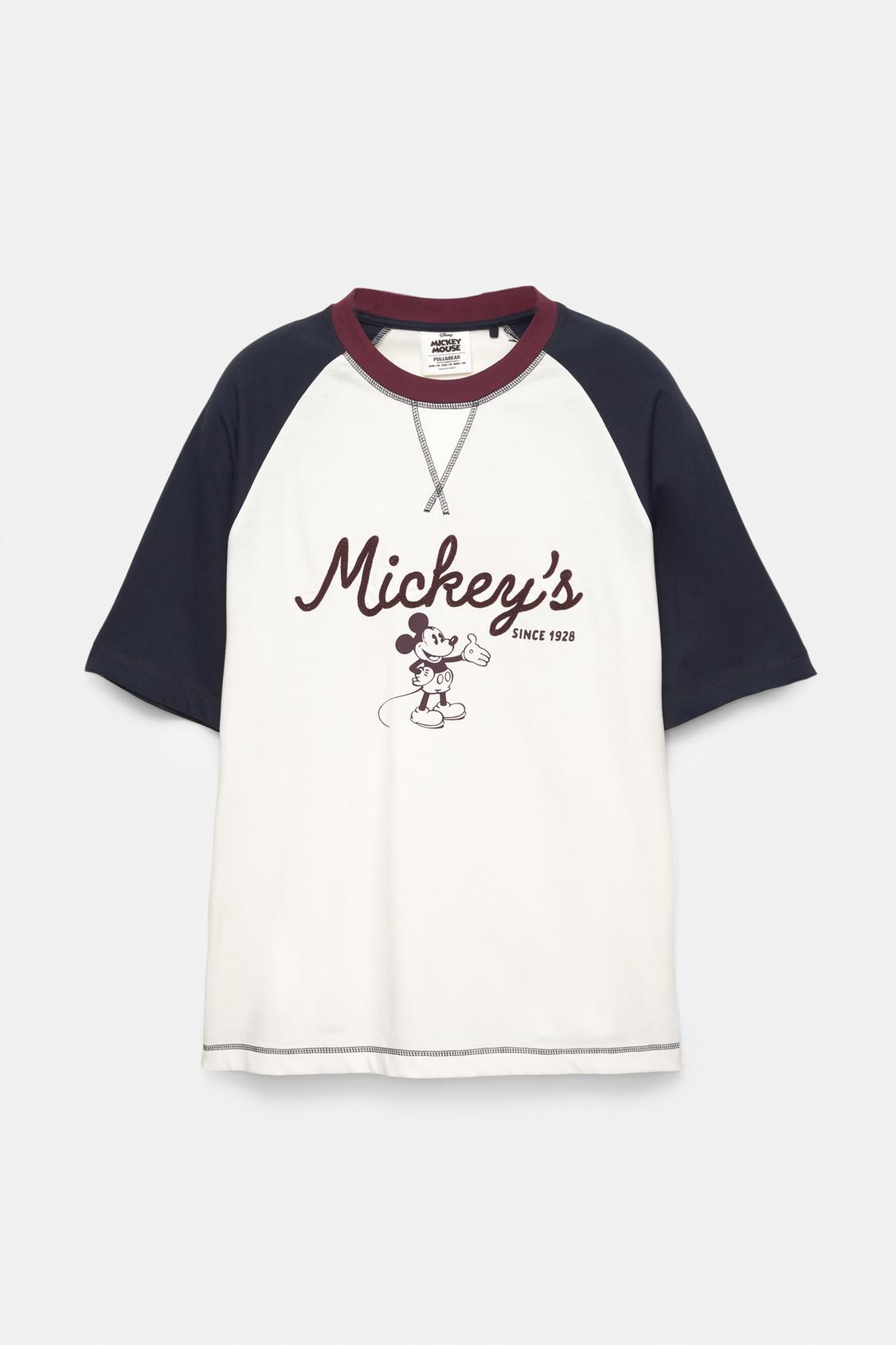 Camisetas Básicas Camiseta Mickey Pull And Bear Hombre Camiseta