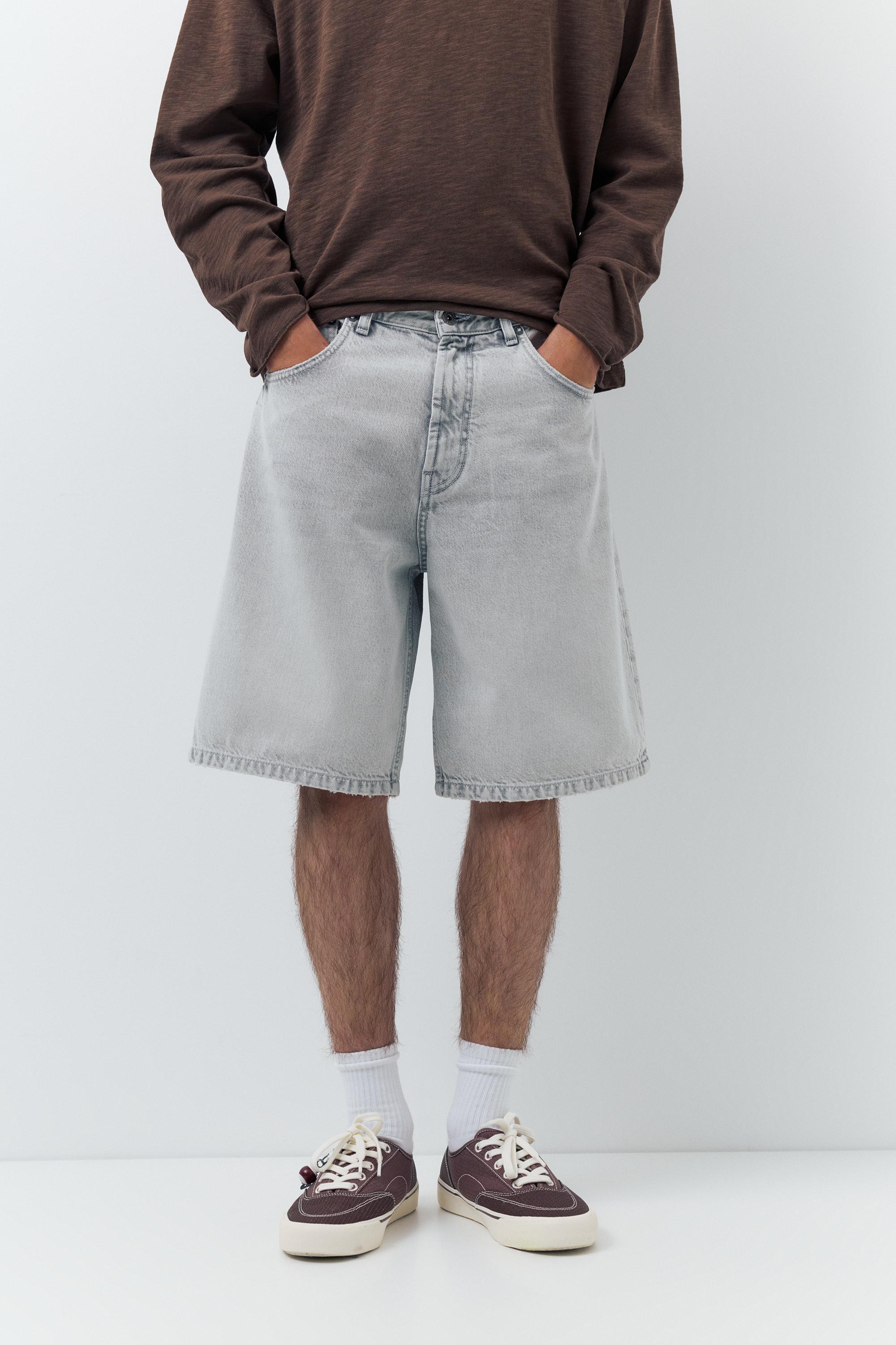 Baggy denim Bermuda shorts — Dark grey