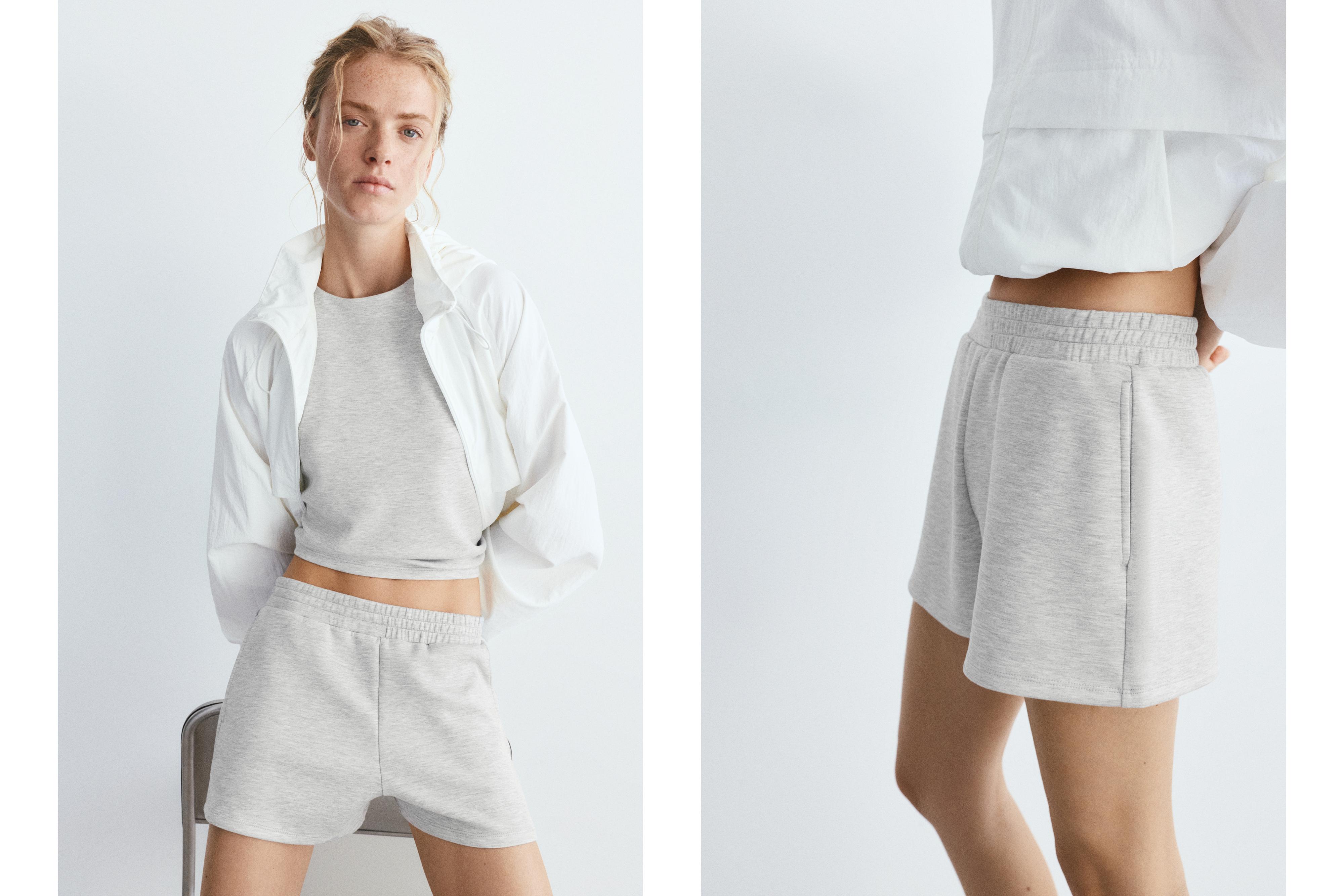 Soft touch sports shorts — Grey marl