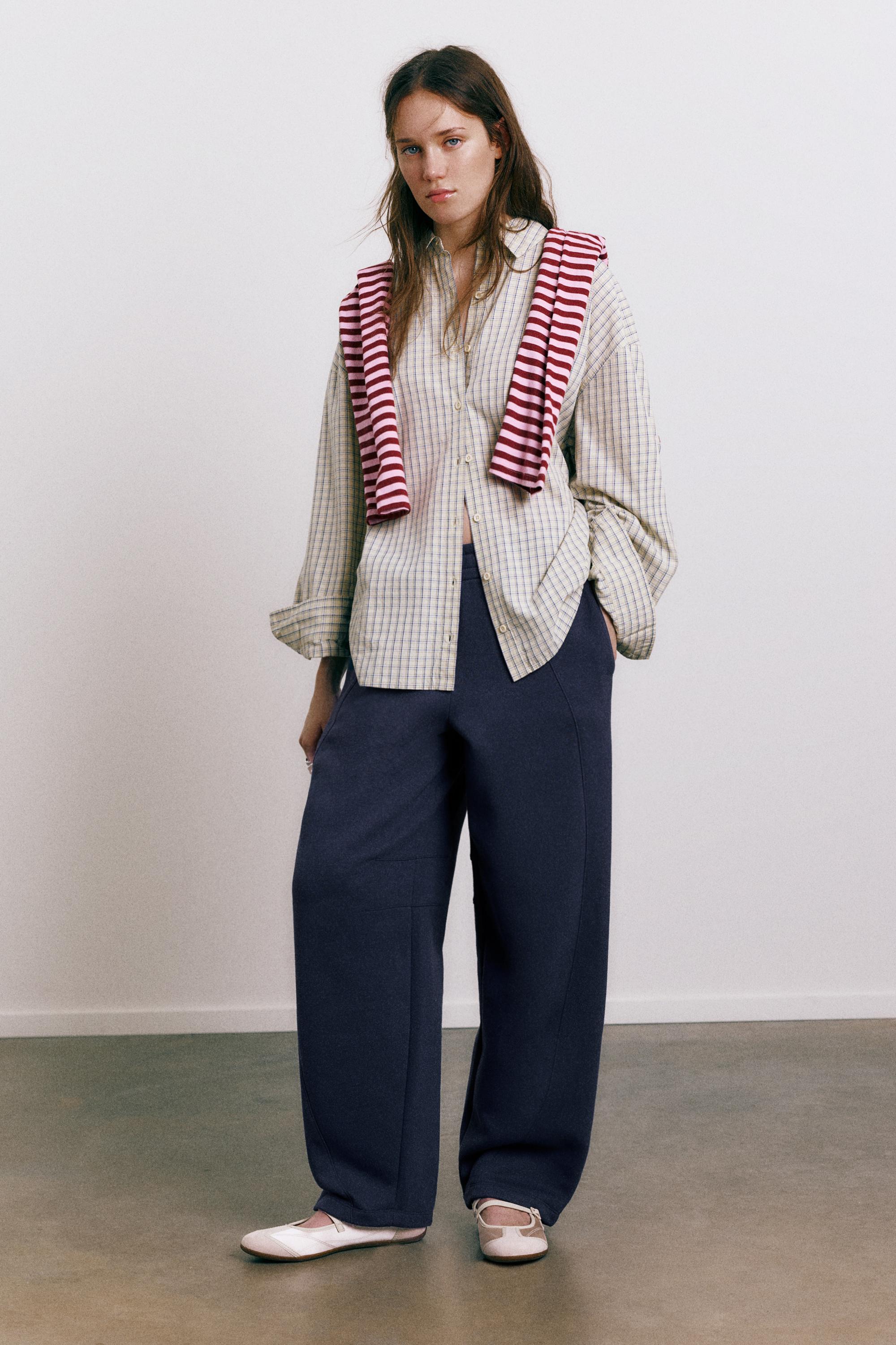 Barrel fit tracksuit trousers — Navy