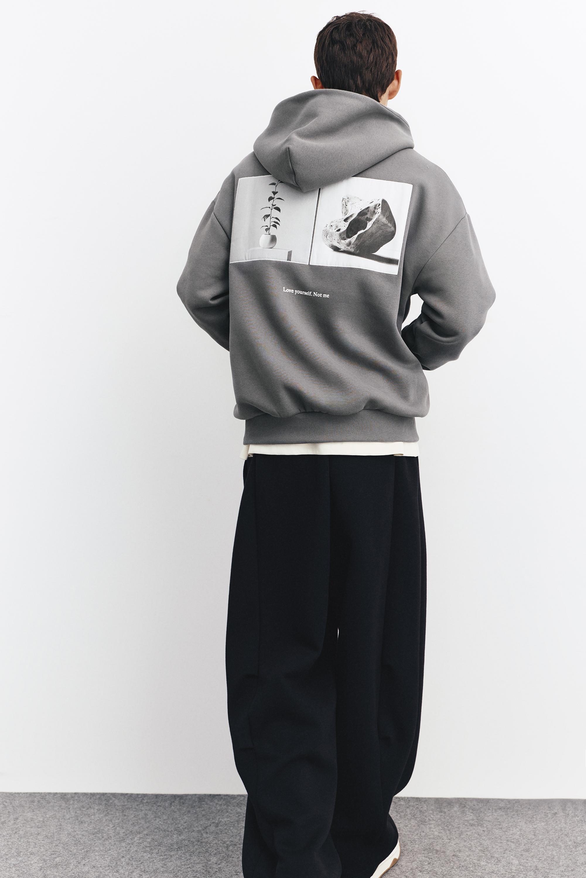 Grey slogan hoodie - pull&bear