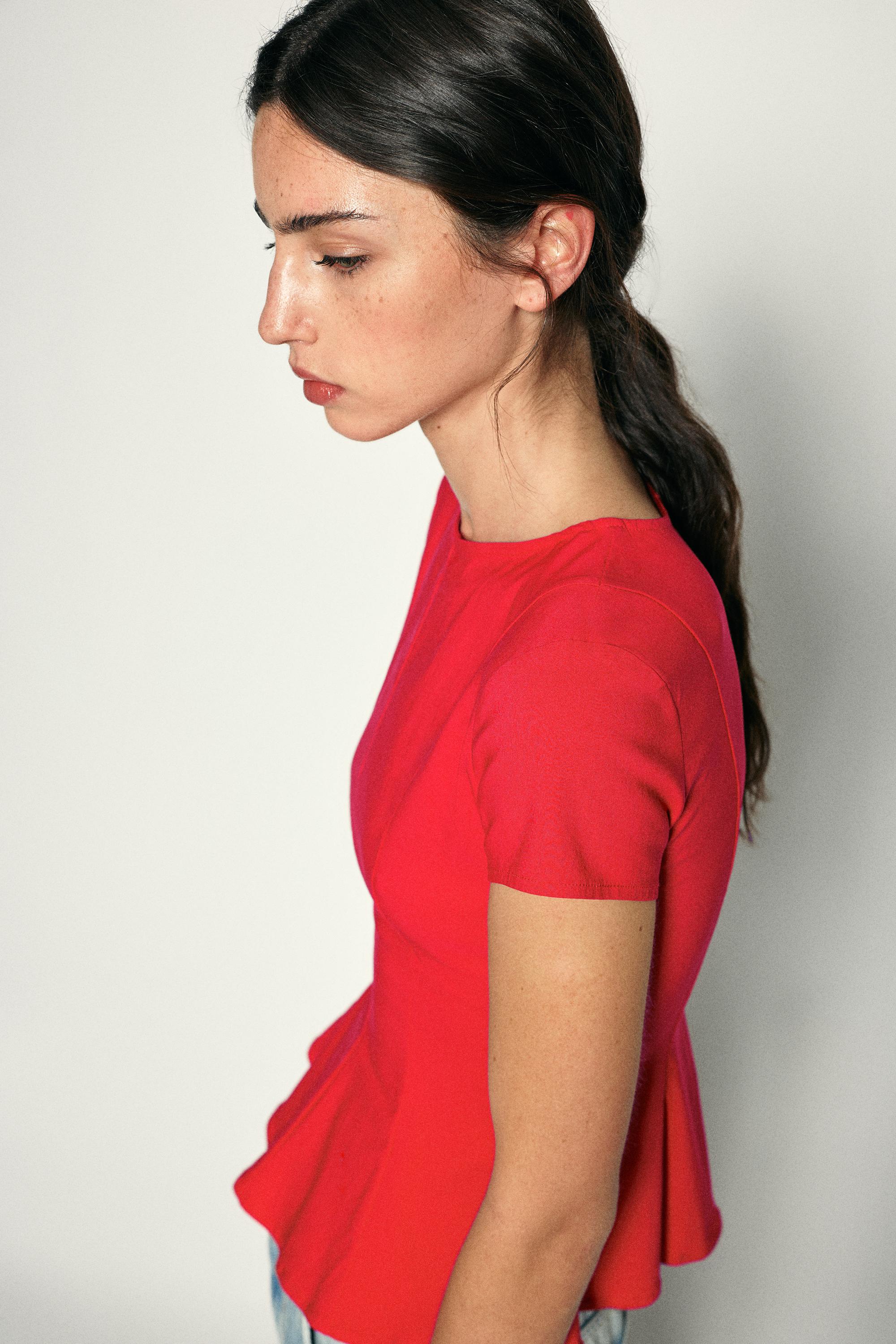 Peplum top — Red