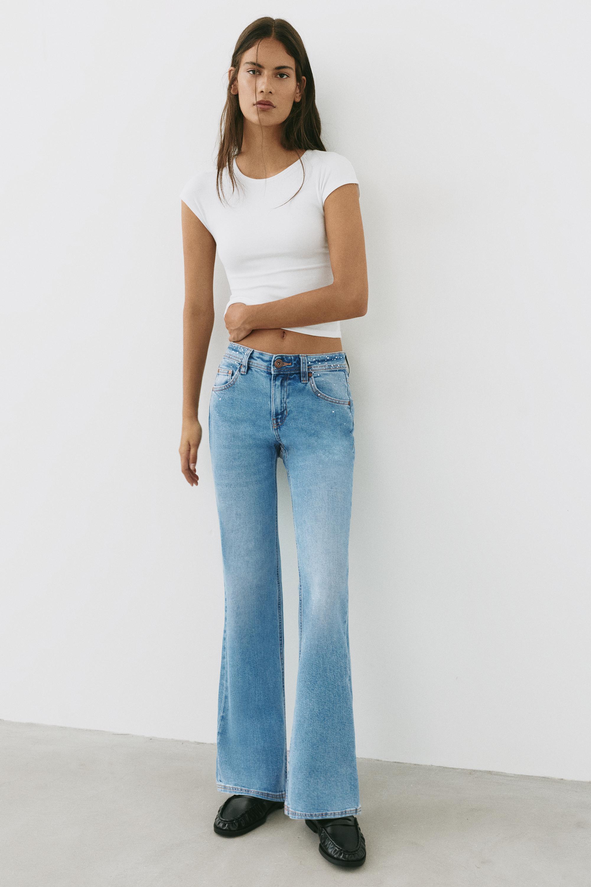 Rhinestone boot-cut jeans — Medium blue