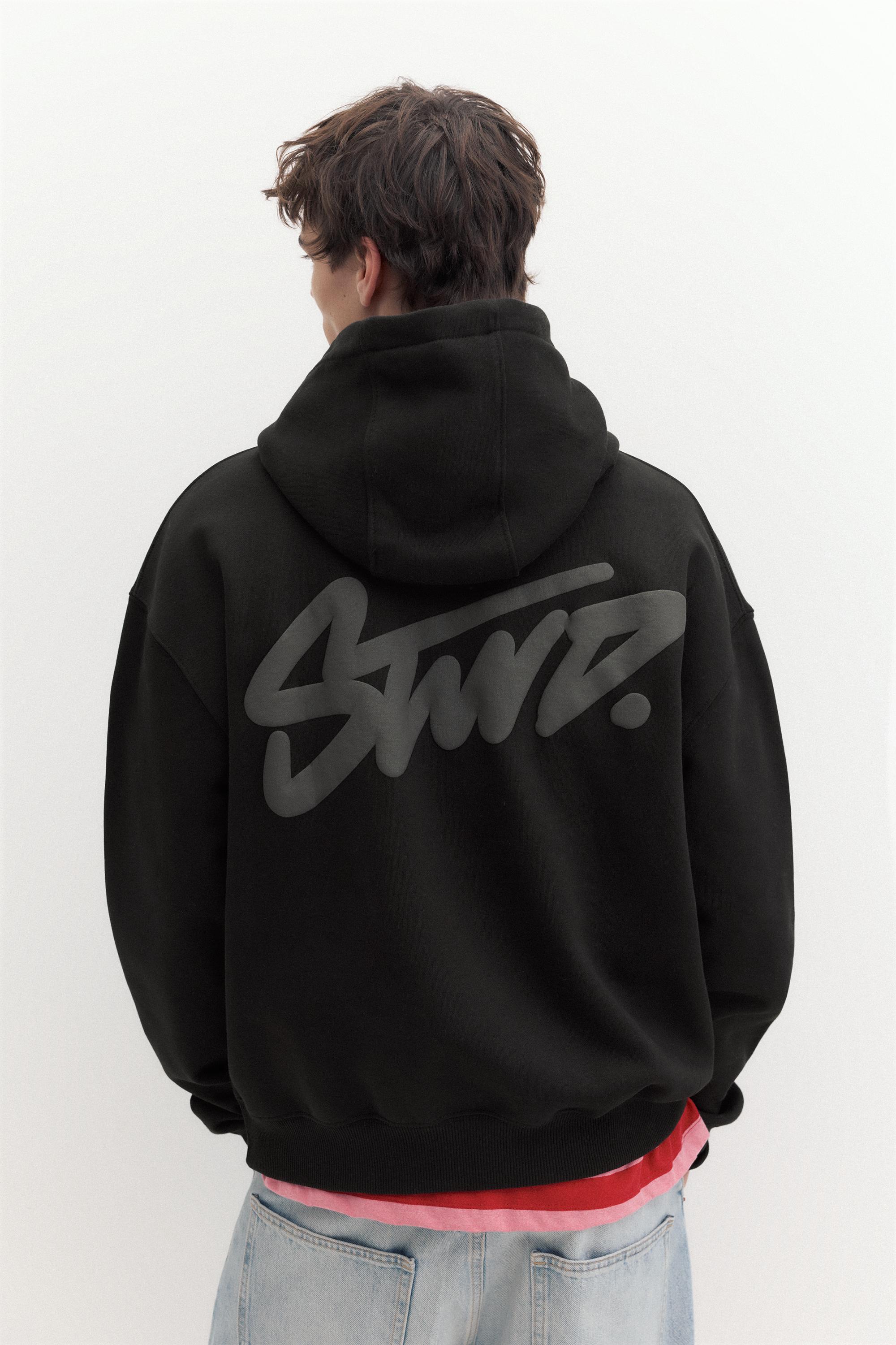 STWD logo boxy hoodie — Black