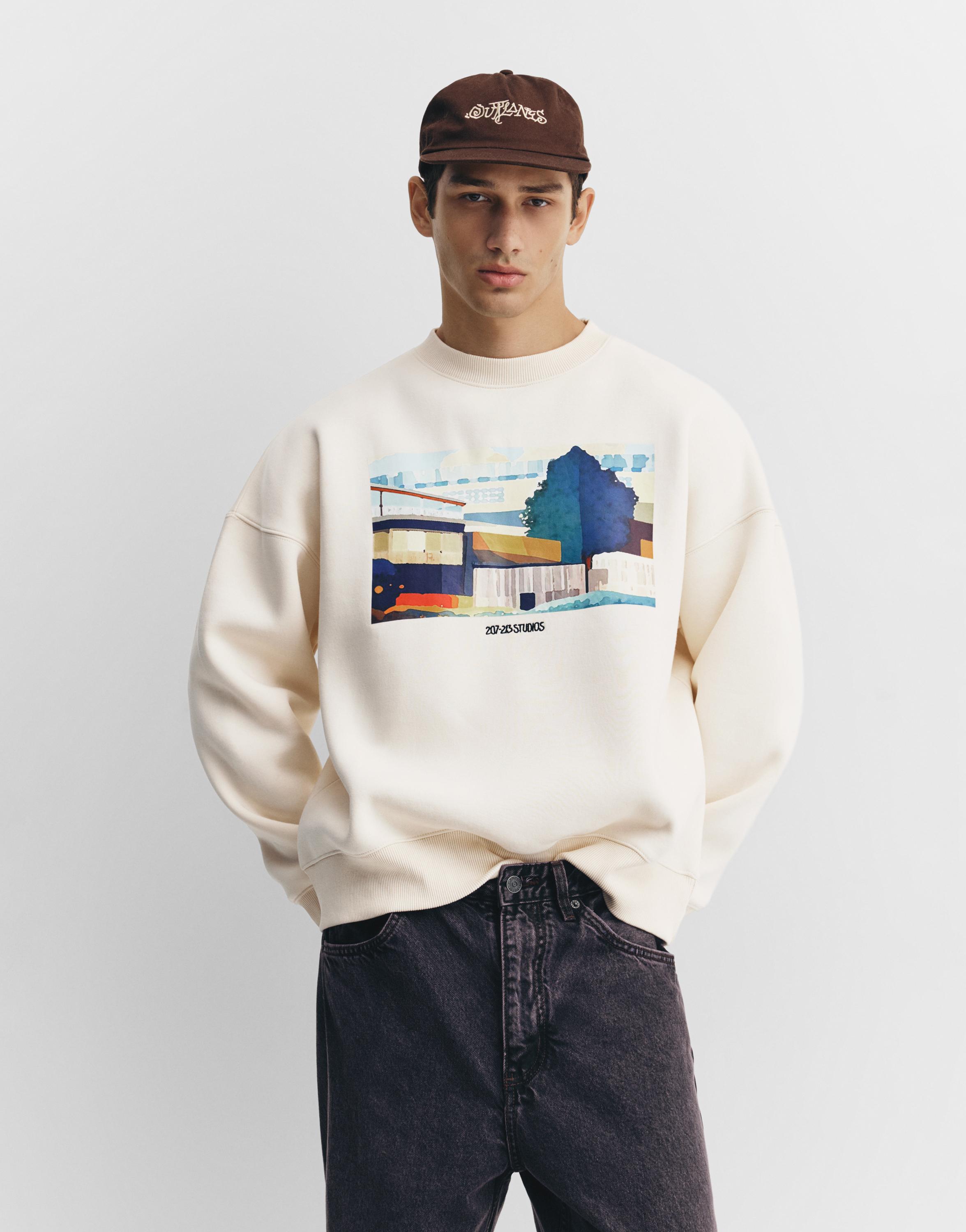 Sweatshirt with embroidered graphic slogan — Off white
