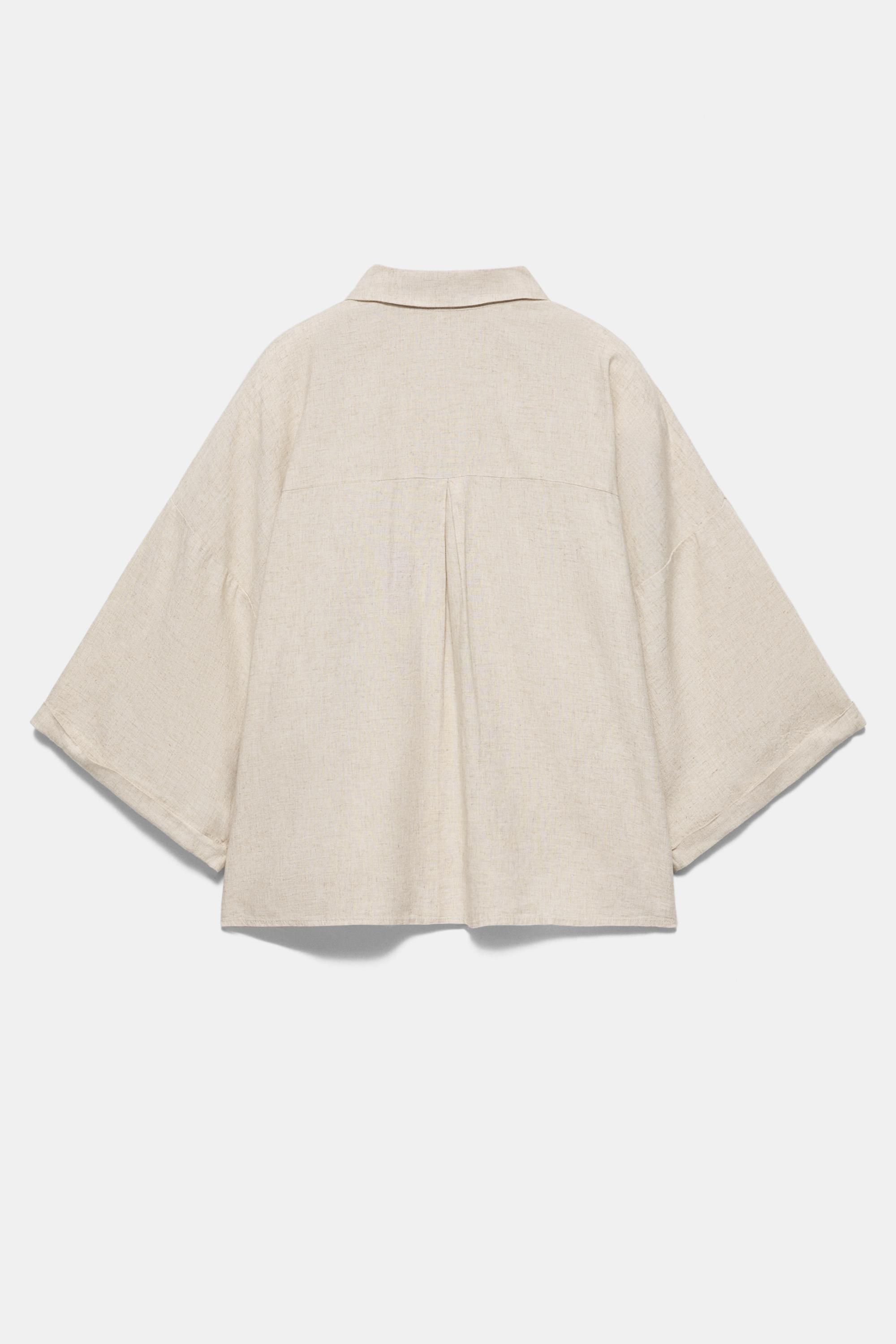 Linen blend shirt — Beige