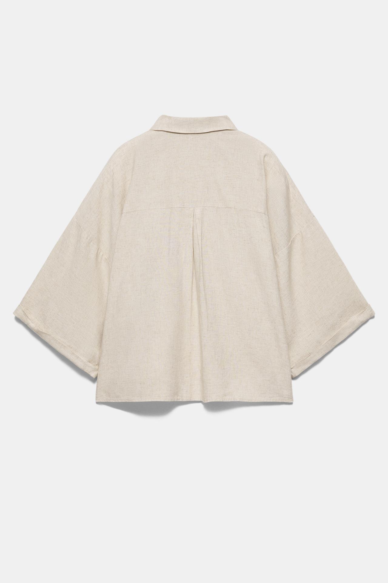 Linen blend shirt — Beige