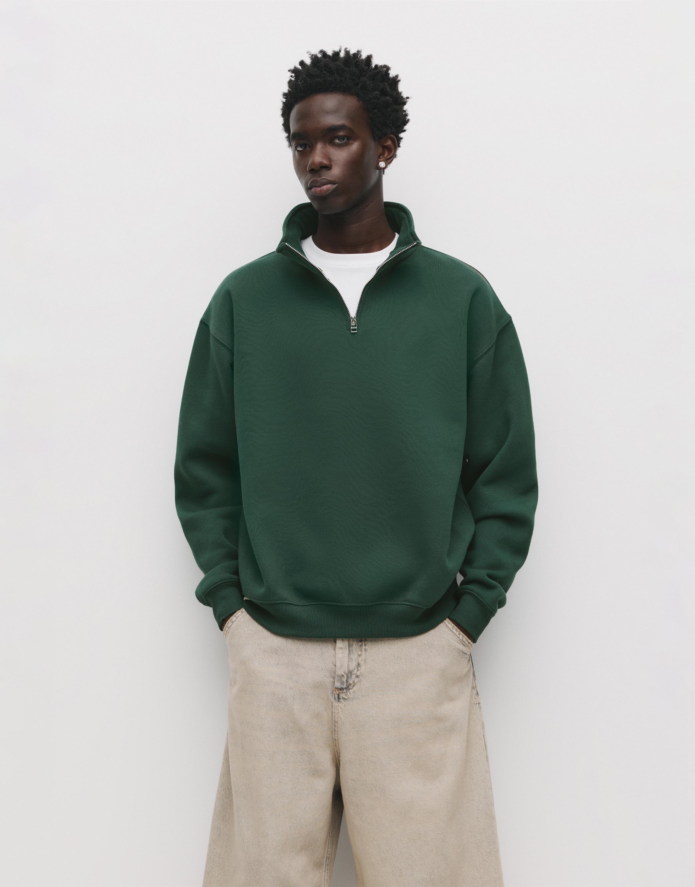 Basic quarter-zip sweatshirt — Bottle