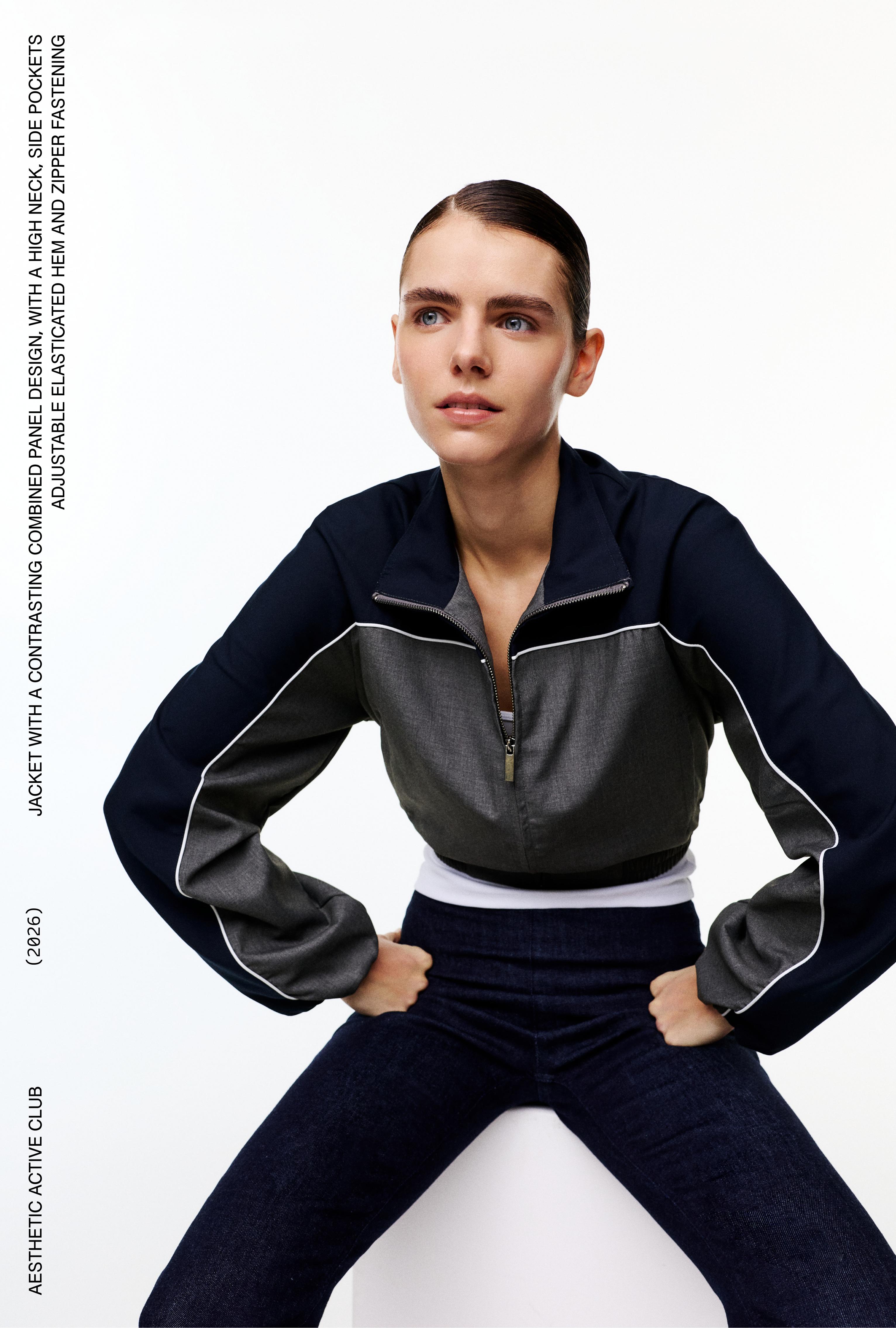 Contrast panel jacket — Pale grey