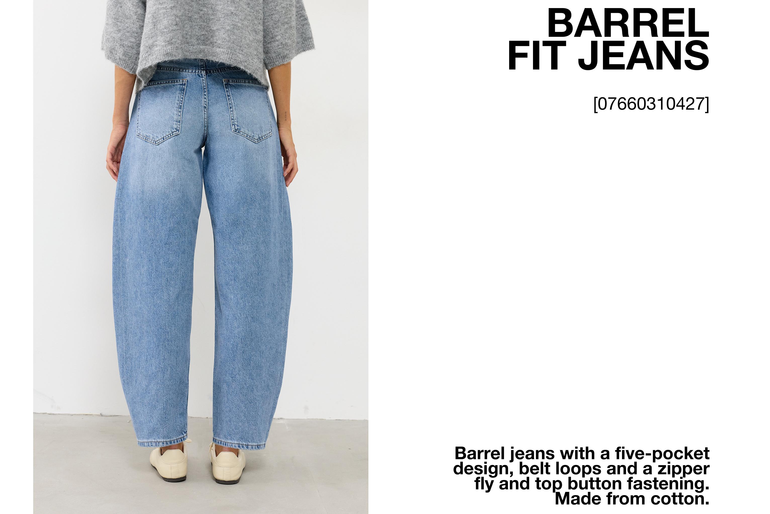 Low-rise barrel jeans — Medium blue