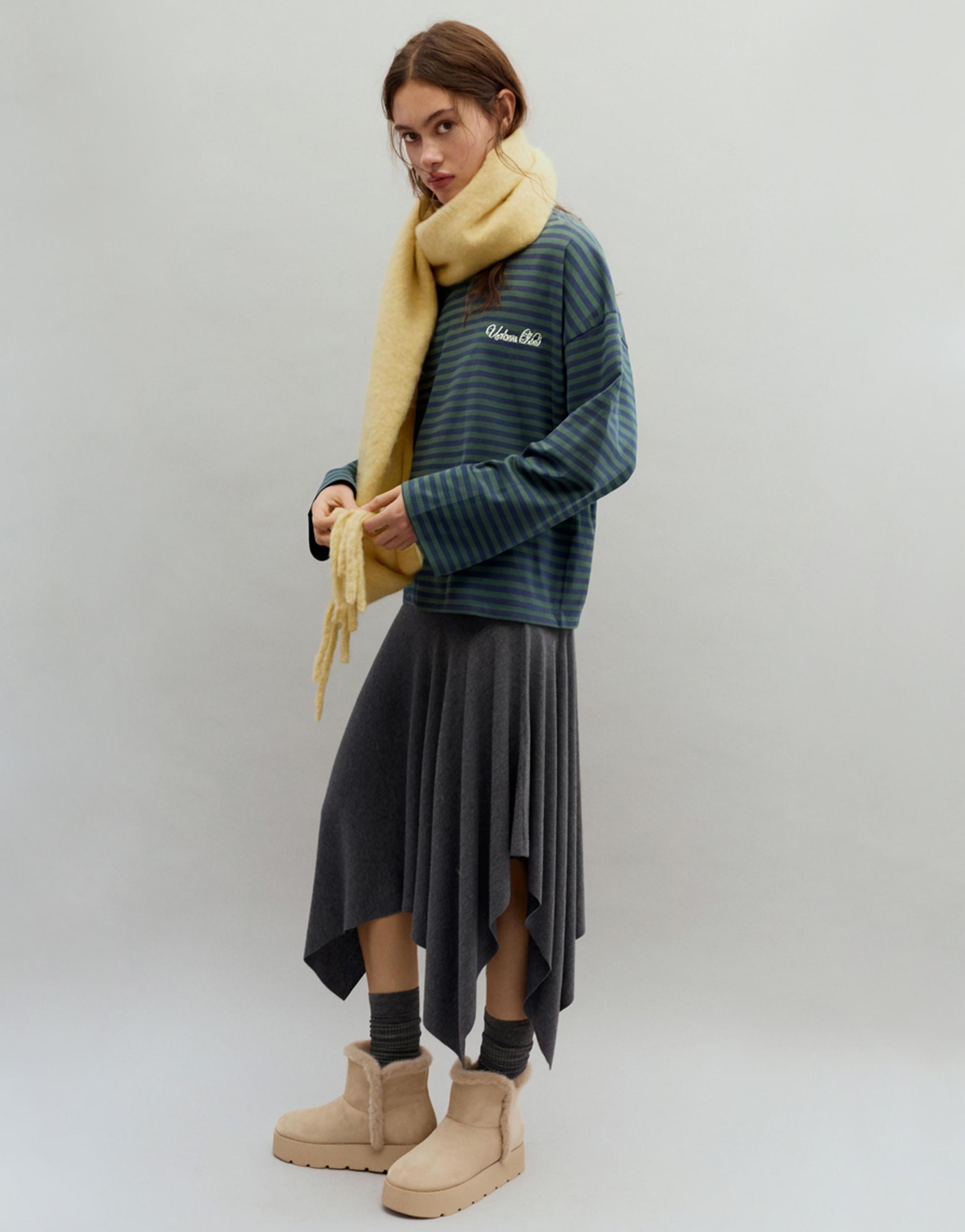 Yazılı çizgili uzun kollu t-shirt - Görsel 23