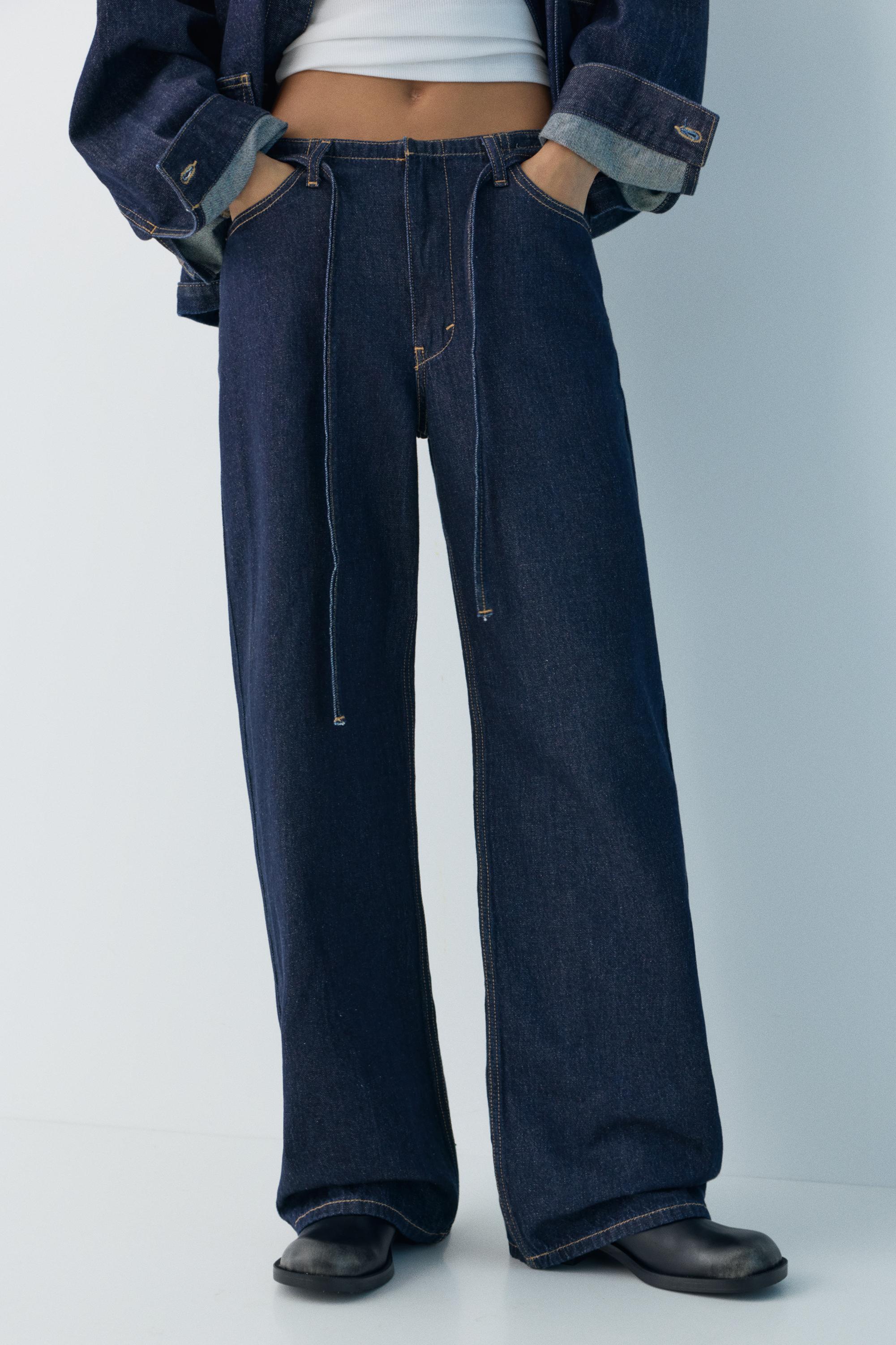 Baggy jeans with drawstring — Navy