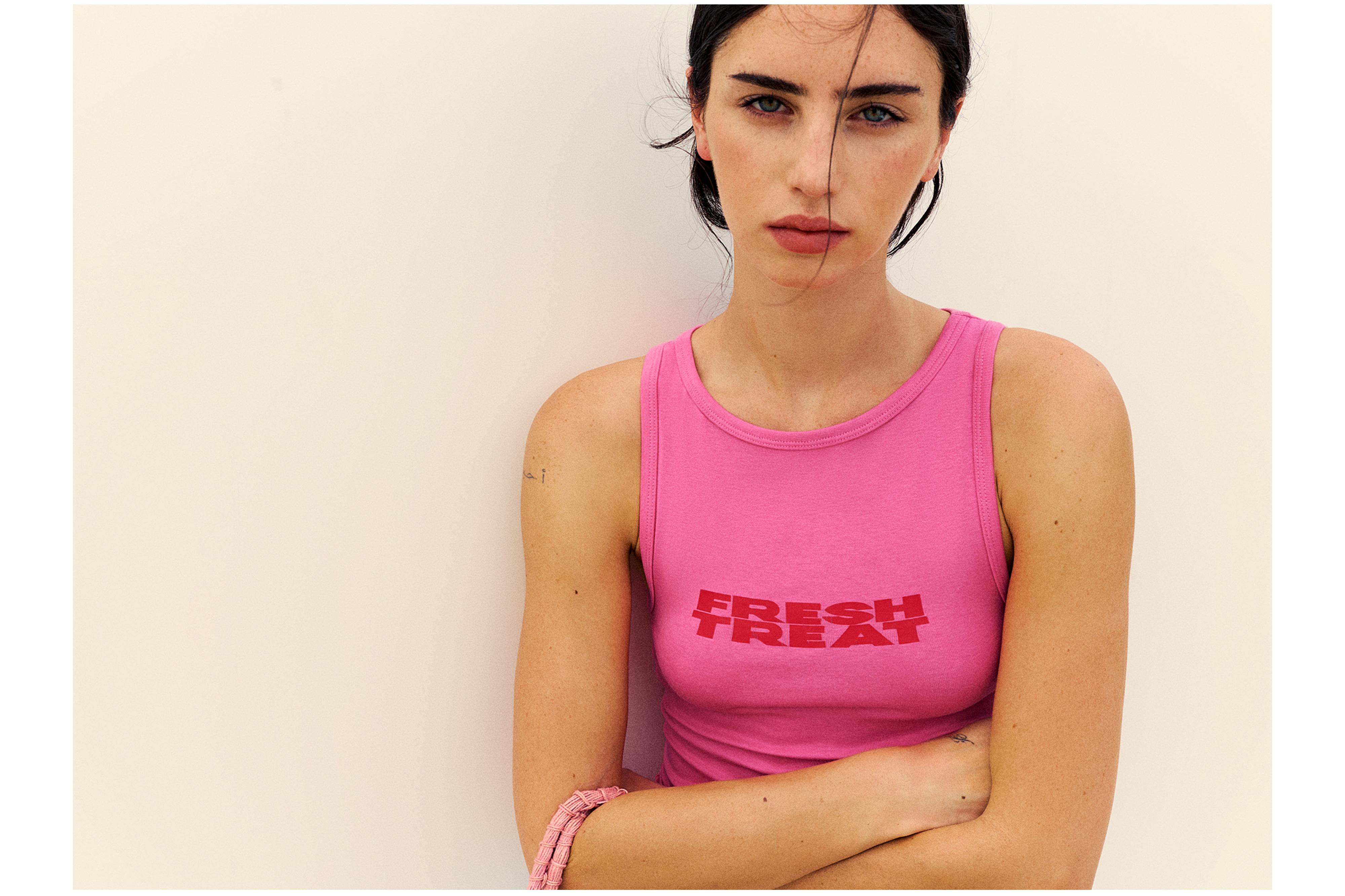 Pink graphic tank top — Pink