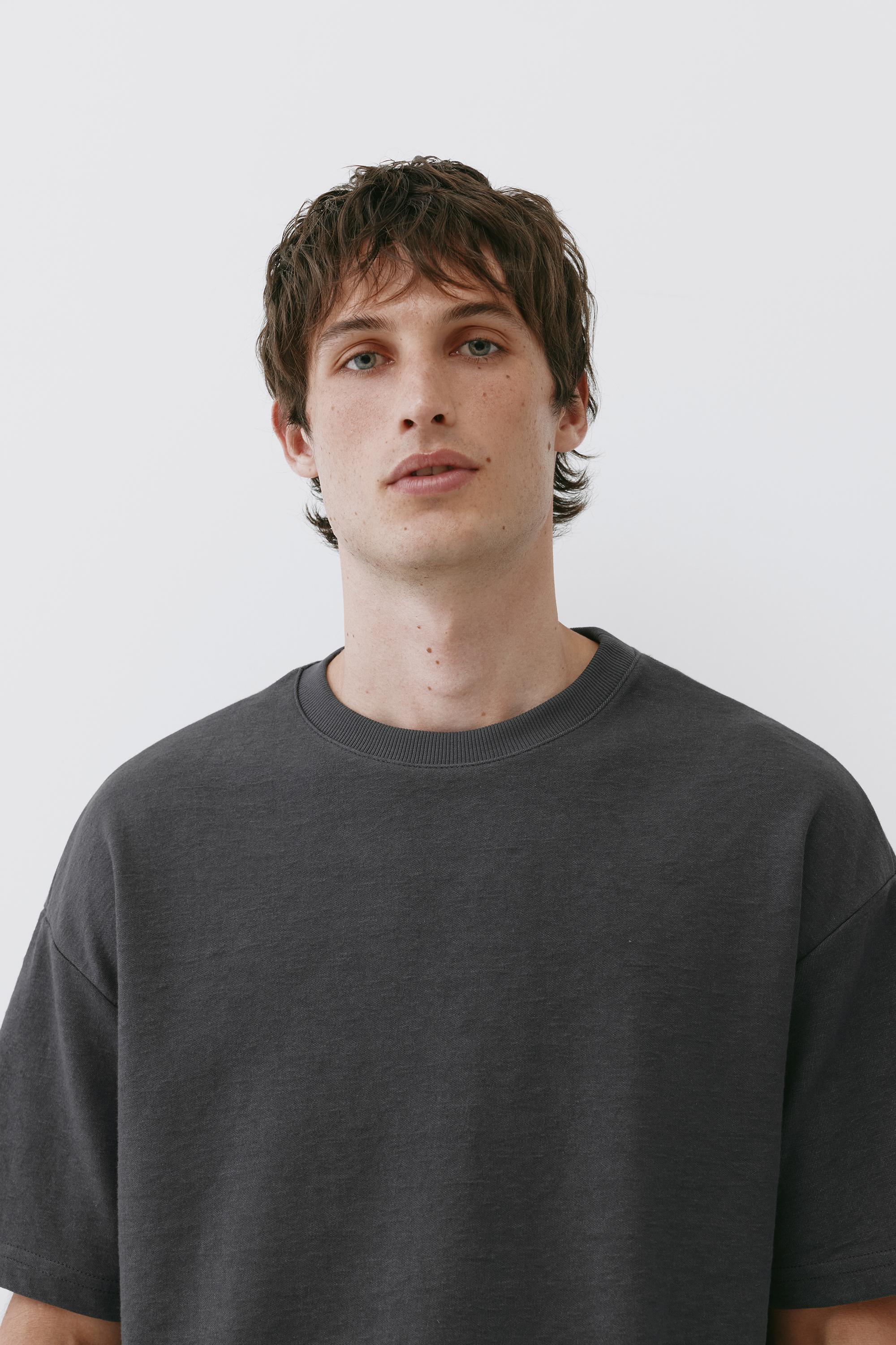 Textured relaxed fit T-shirt — Anthracite grey