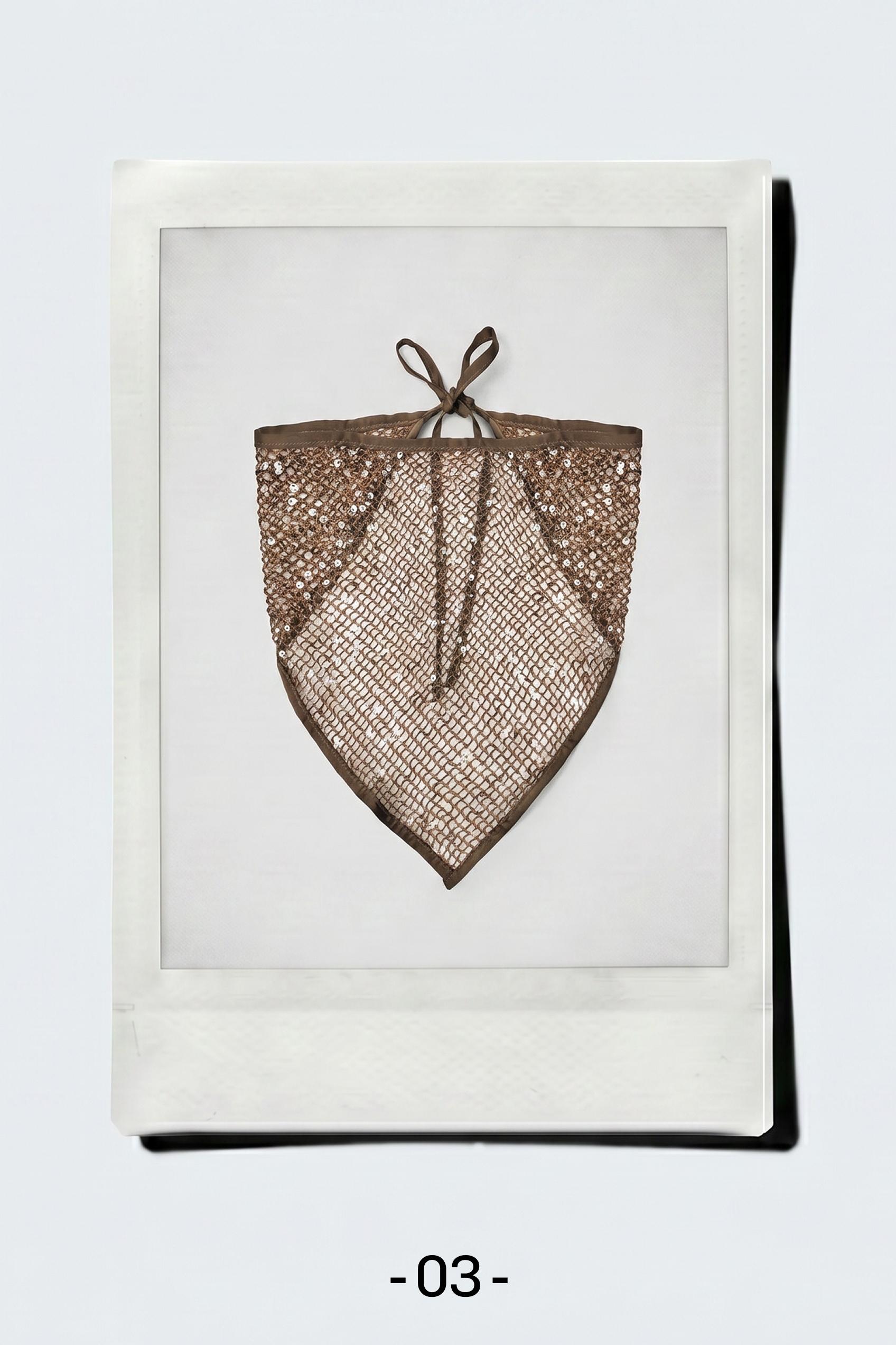 Sequin mesh bandana — Brown