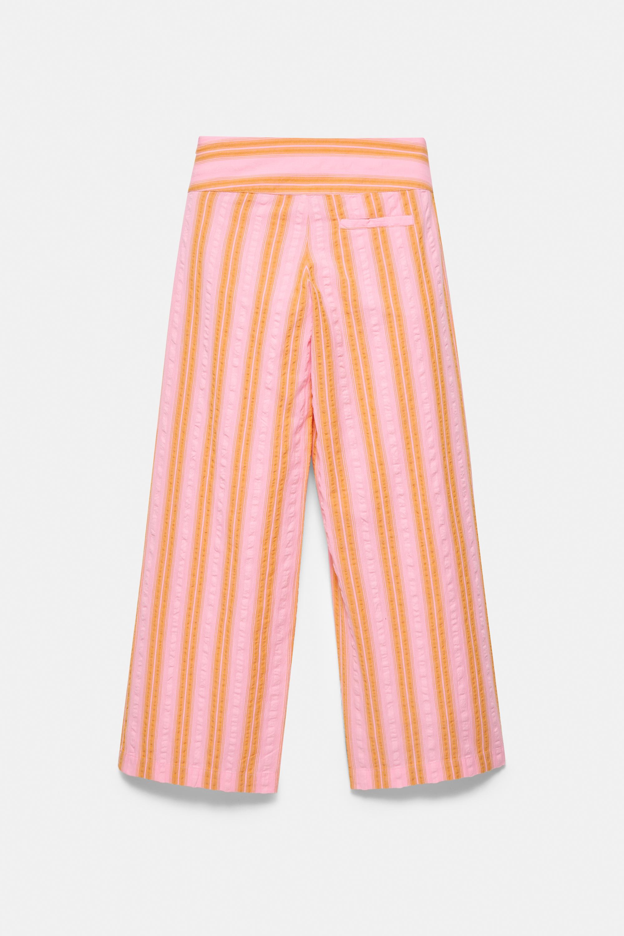 Wide-leg striped trousers