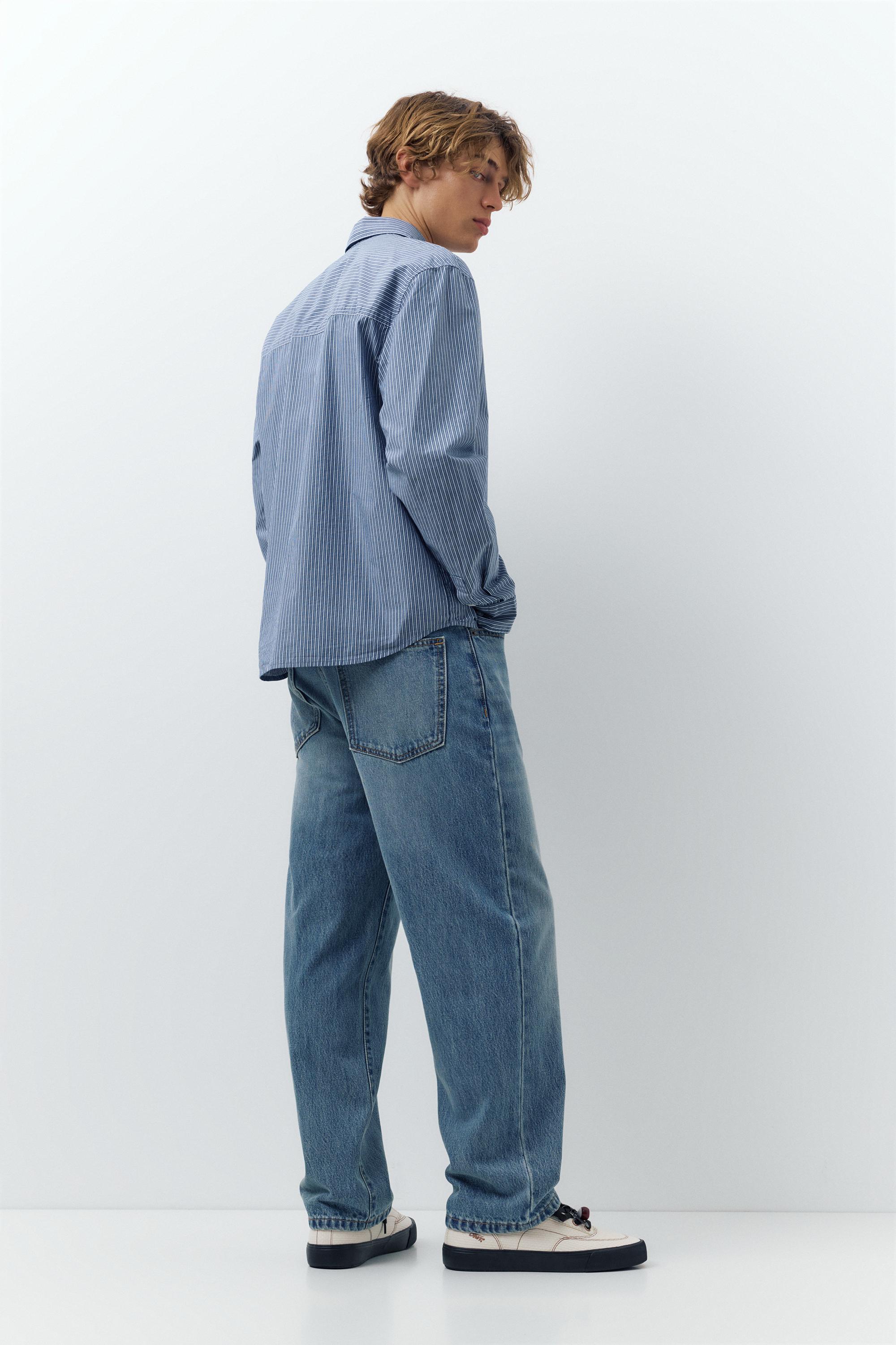 Striped long sleeve shirt — Pale blue