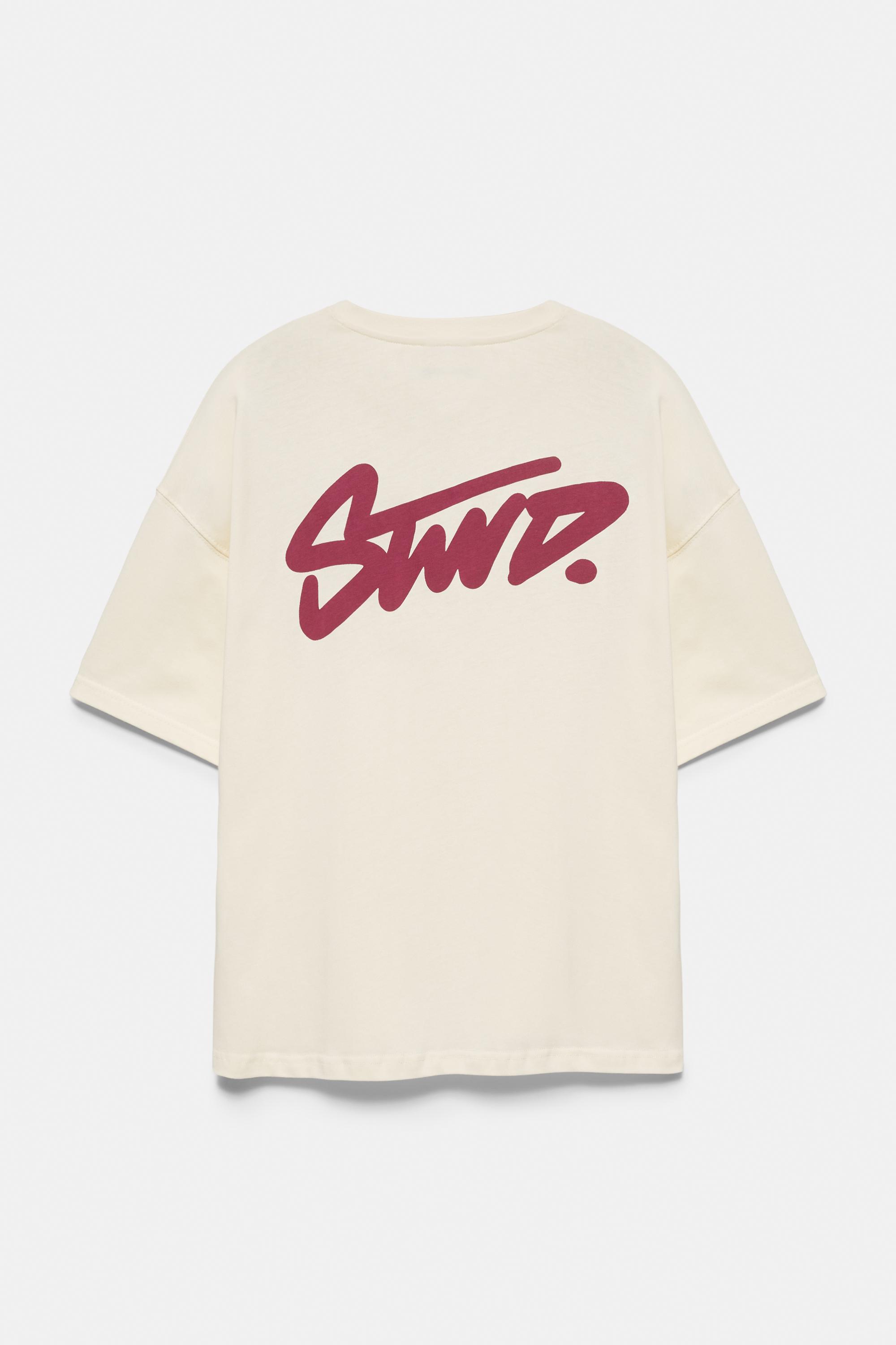 Boxy STWD logo T-shirt — Ecru