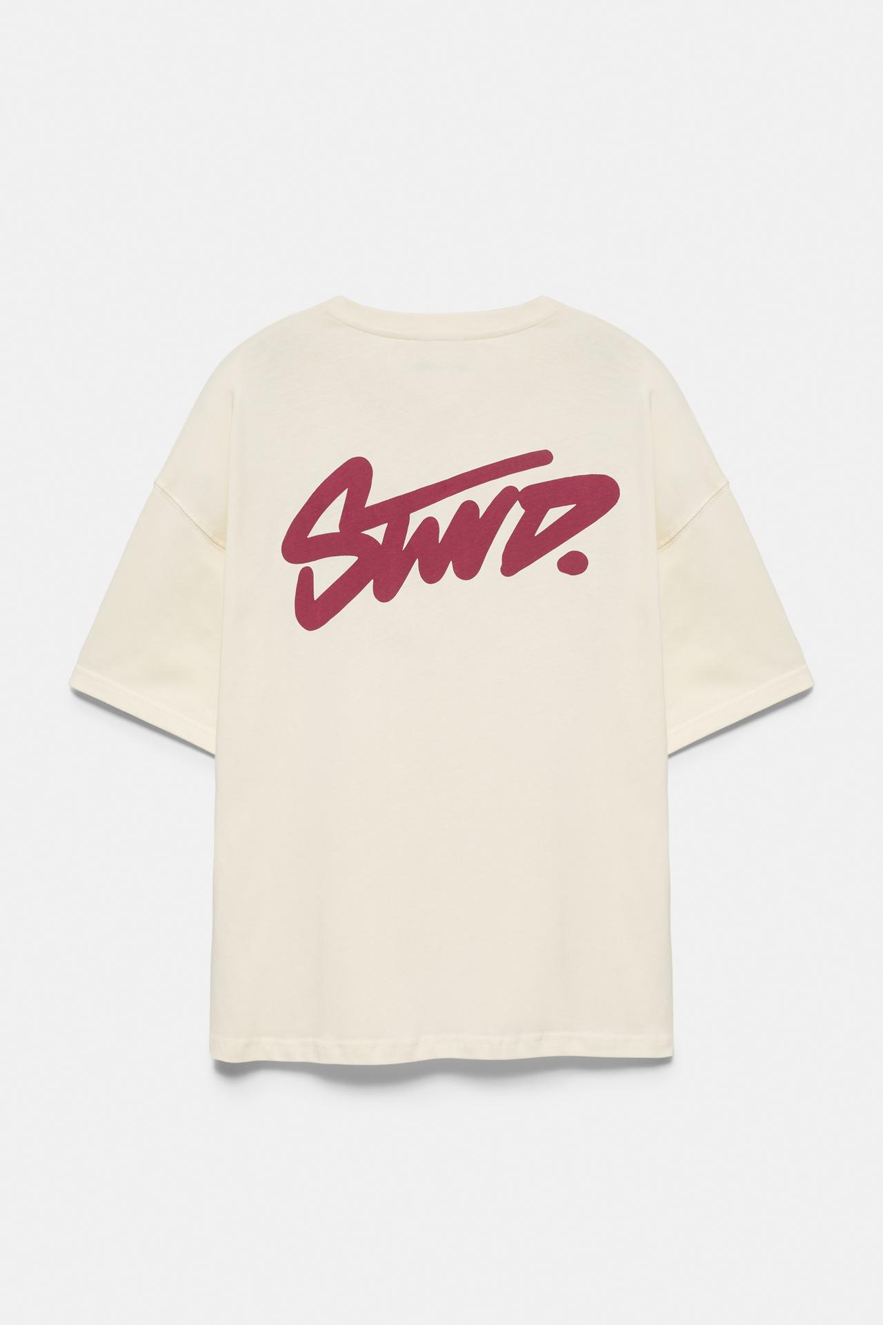 Boxy STWD logo T-shirt — Ecru