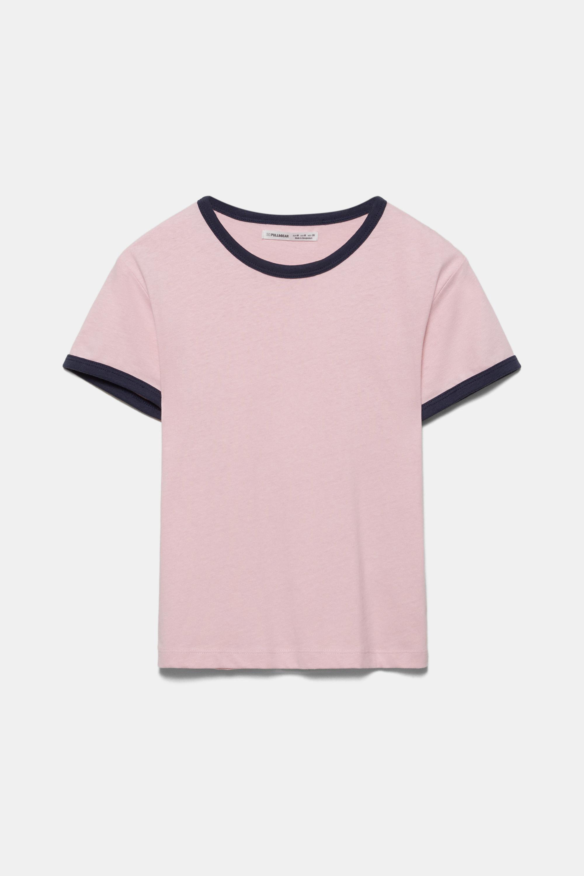 Short sleeve ribbed T-shirt — Pink
