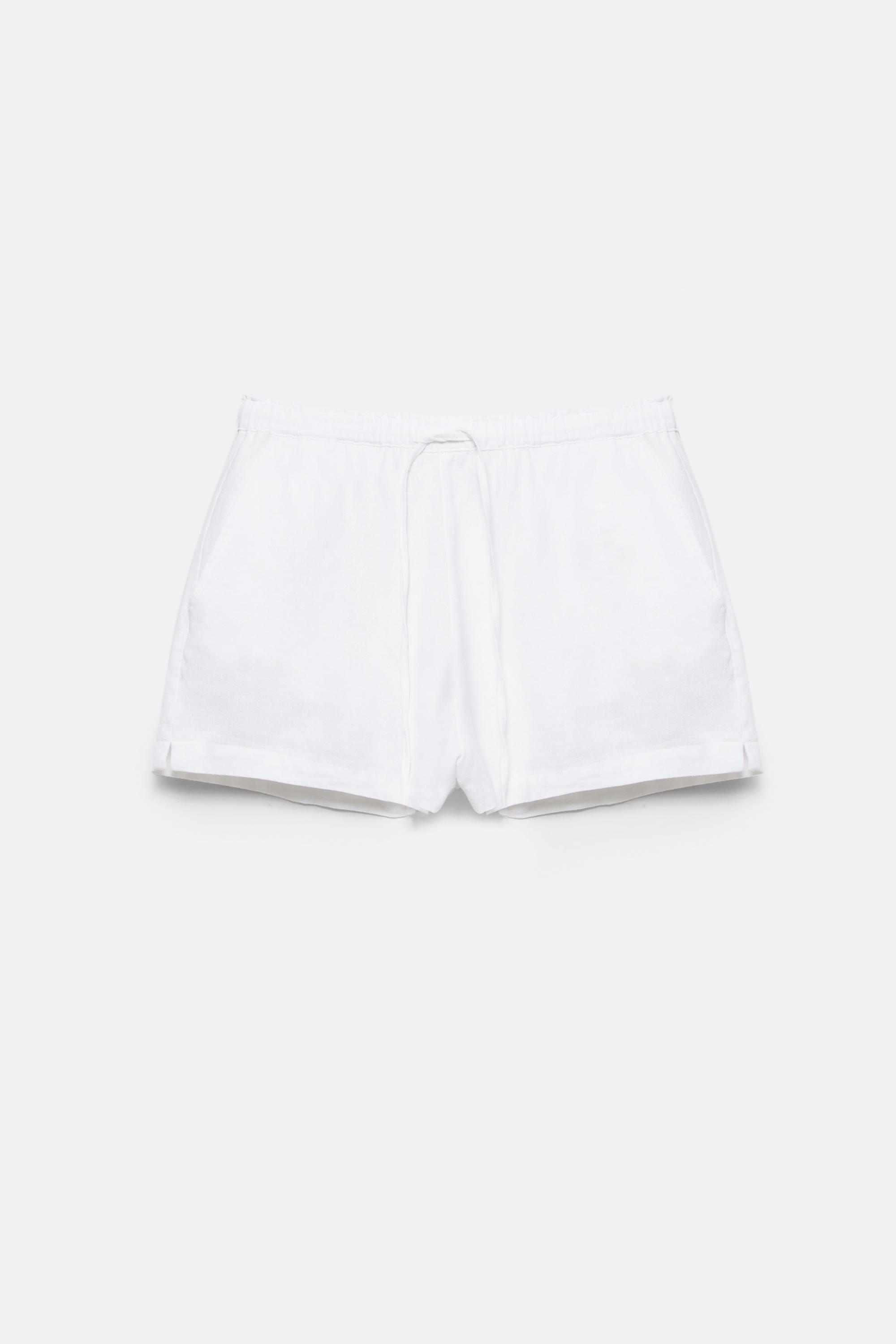 Linen blend shorts — White