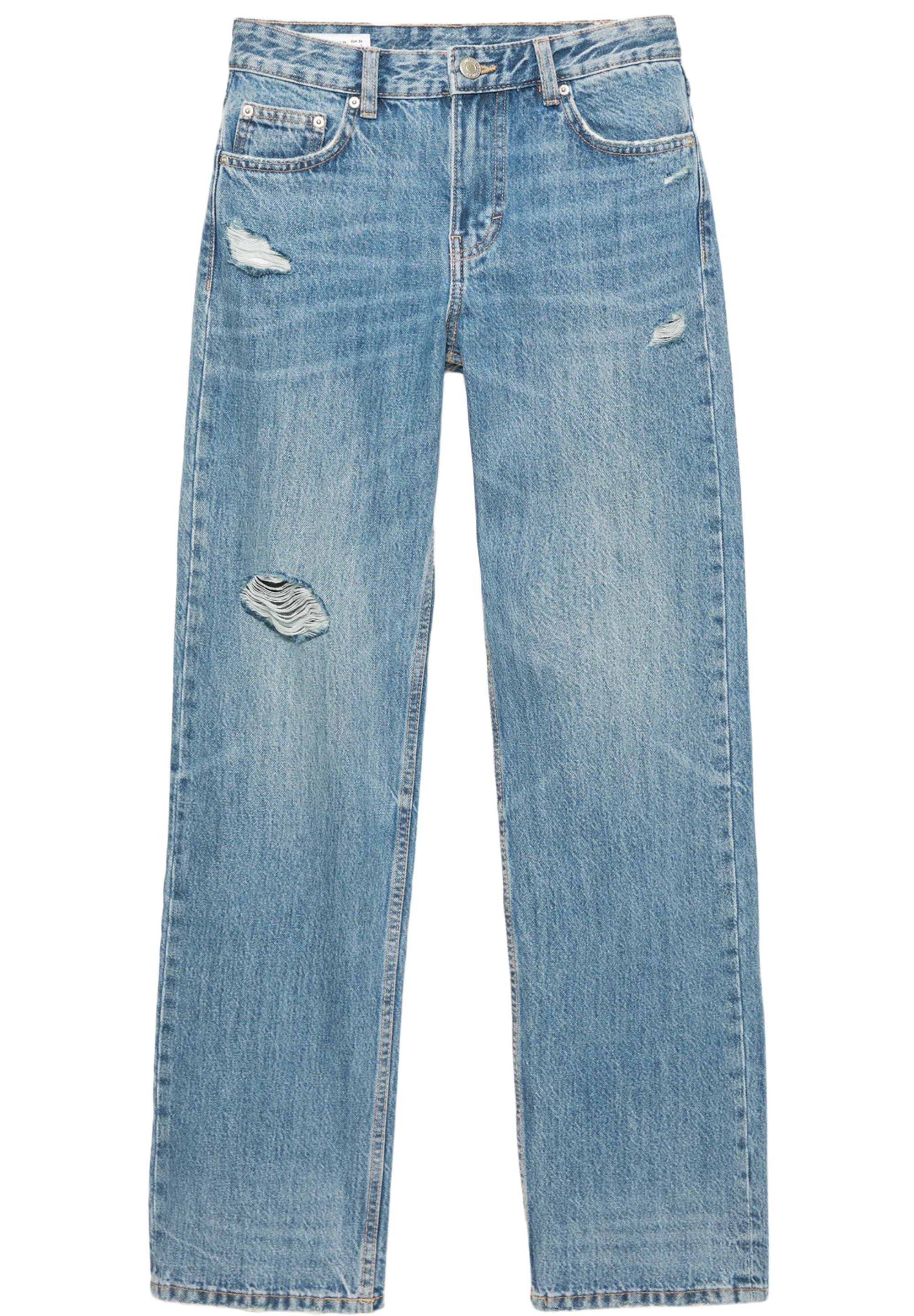 Mid-waist straight-leg jeans — Grey blue