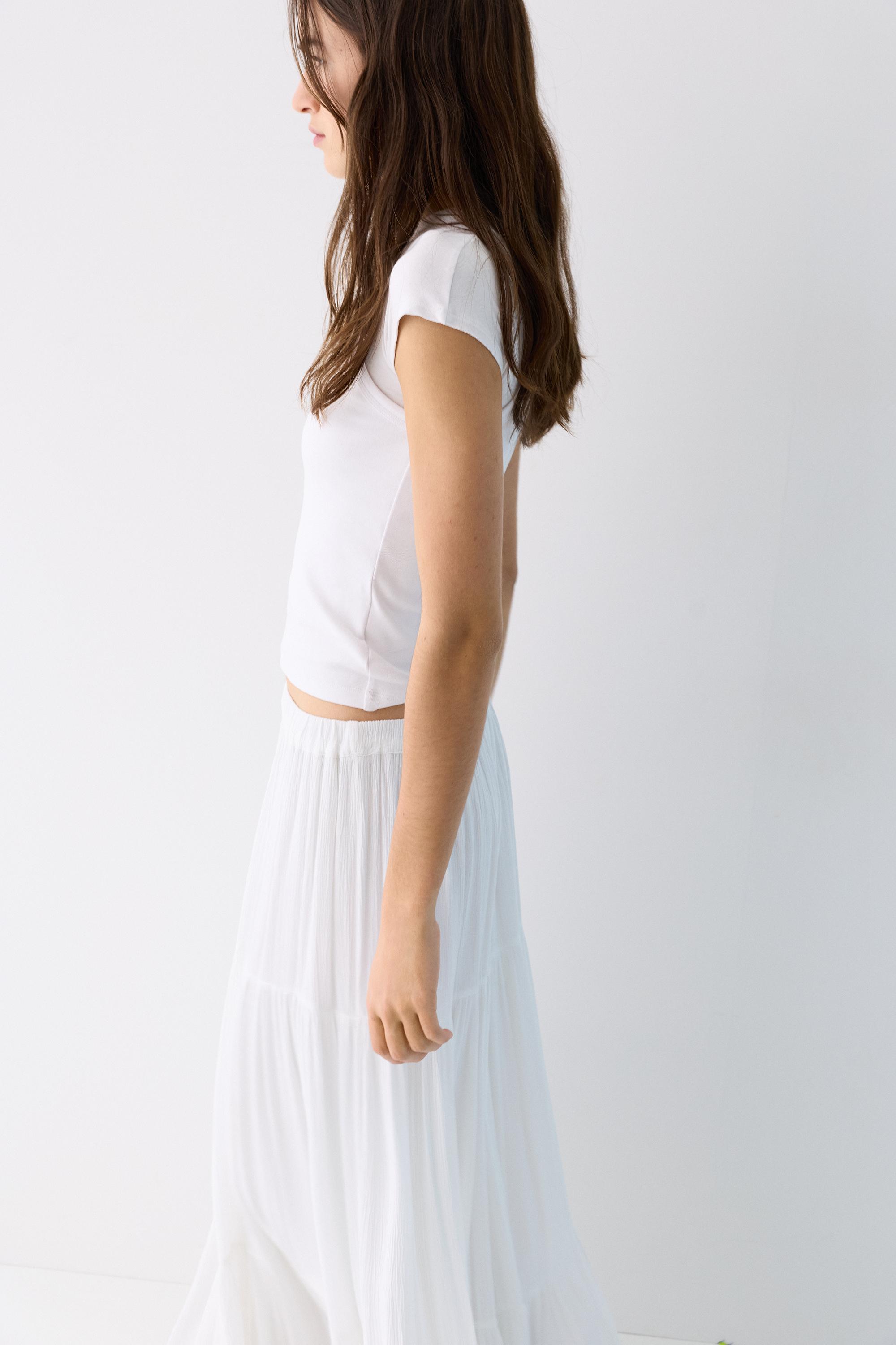 Flowy paneled midi skirt — White