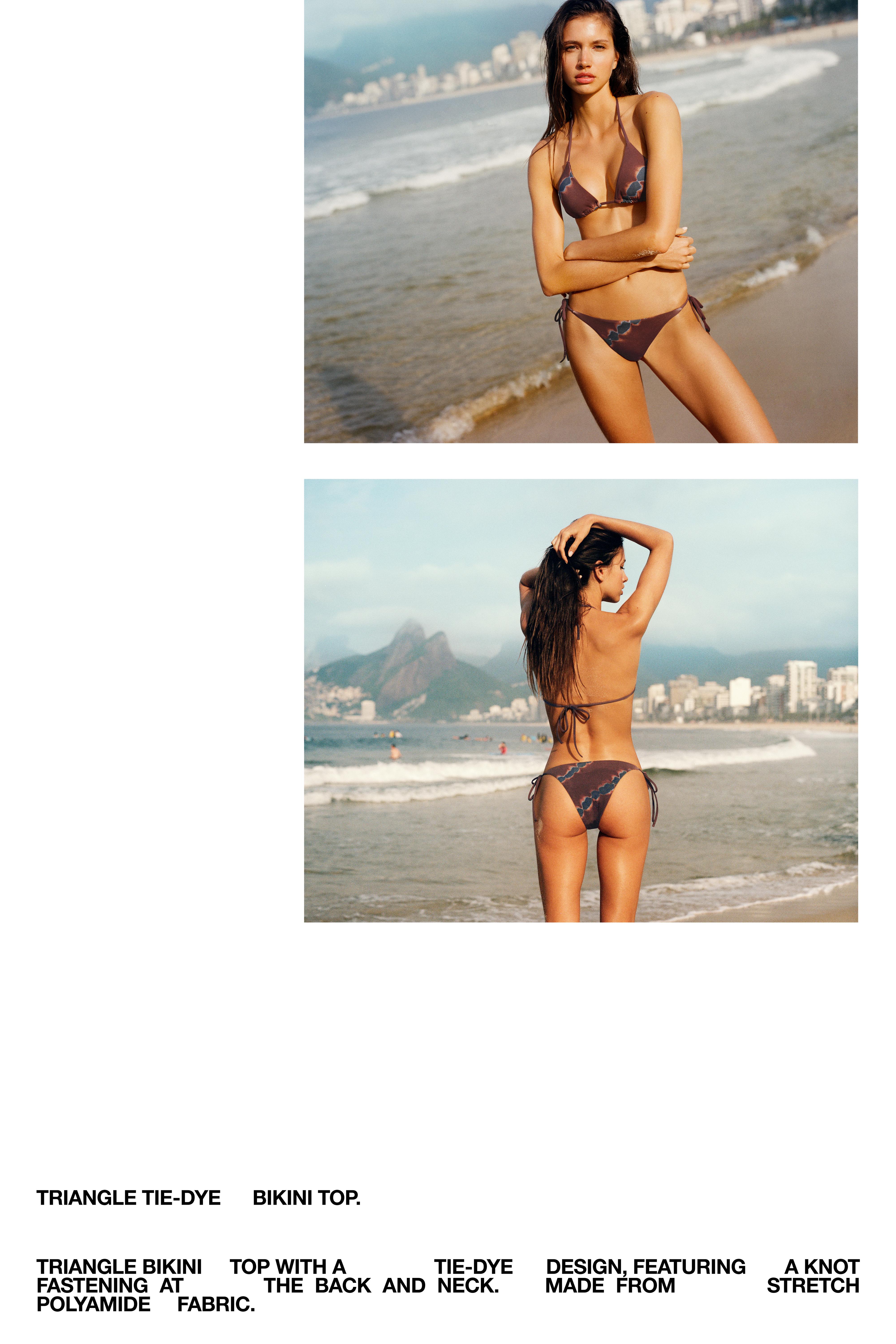 Triangle tie-dye bikini top — Brown