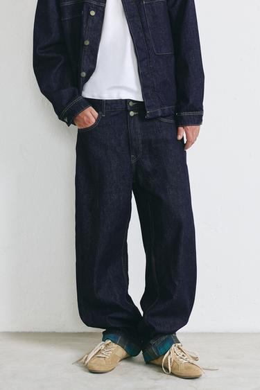 Checked turn-up hem jeans — Navy 3