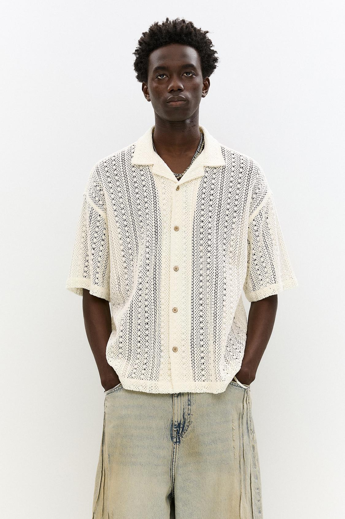 Short Sleeve Pull And Bear Camicie Short Sleeve Crochet Shirt