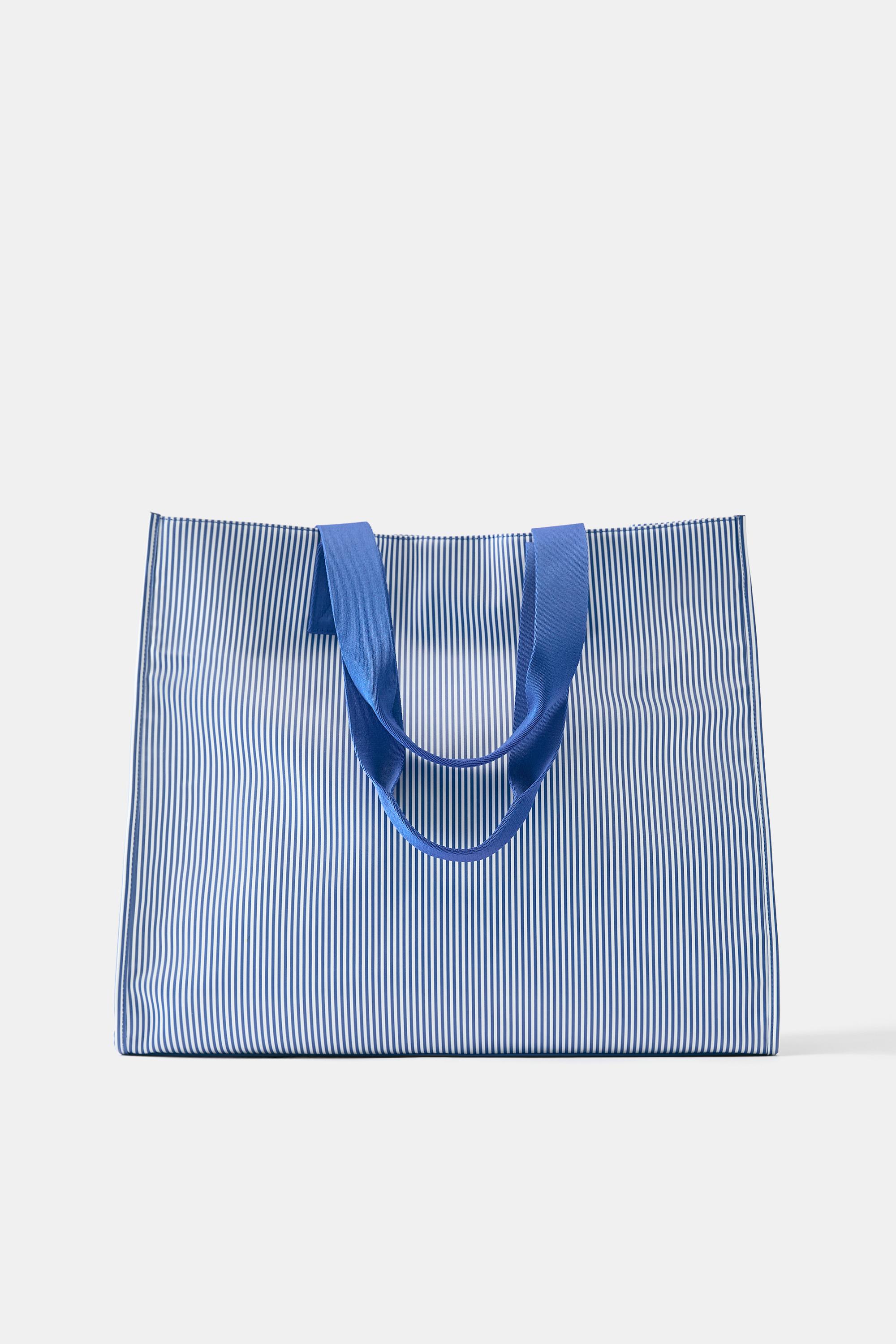 Striped shopper bag — Blue