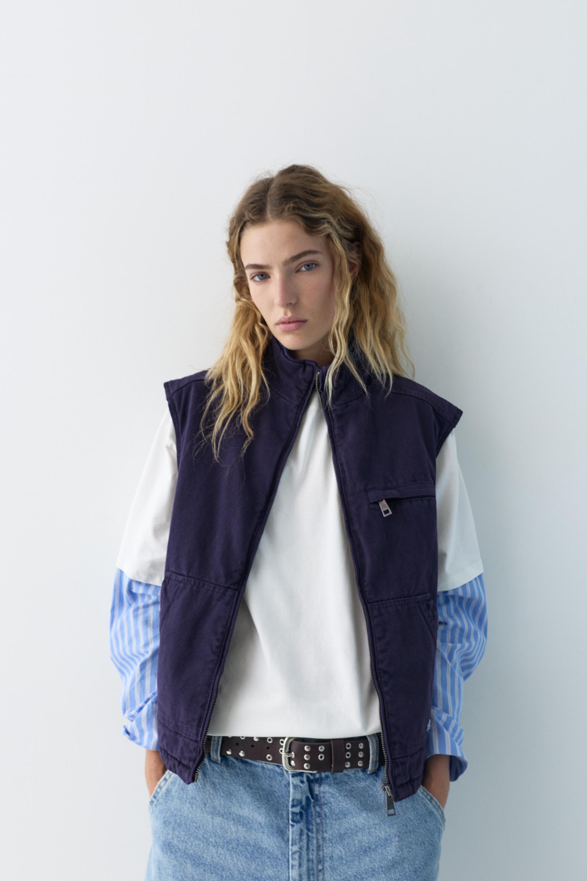 Quilted cotton vest — Navy