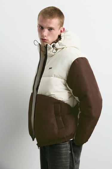 Paneled puffer jacket — Brown 5