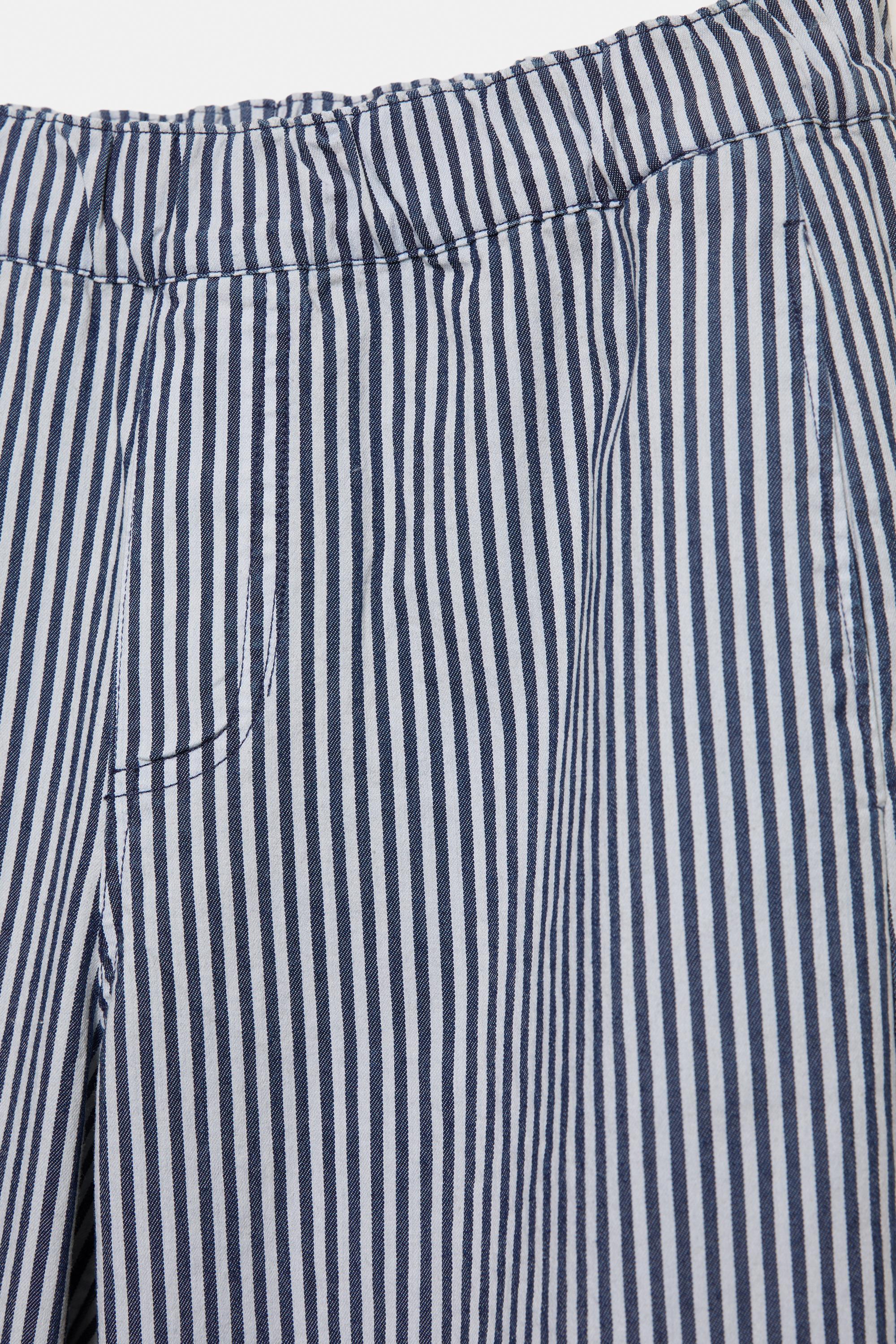 Striped barrel trousers — Navy