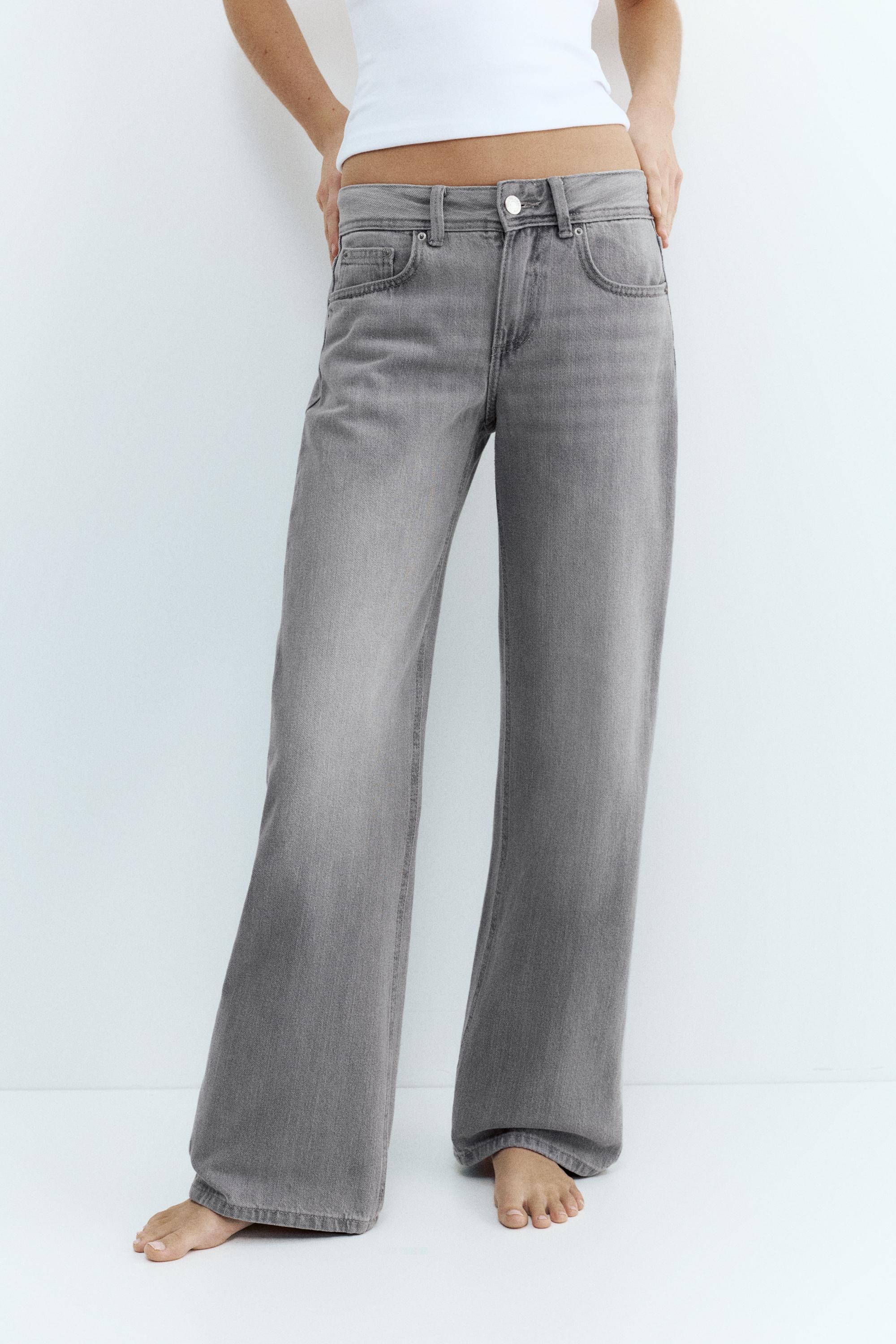 Low-rise straight-leg jeans — Pale grey