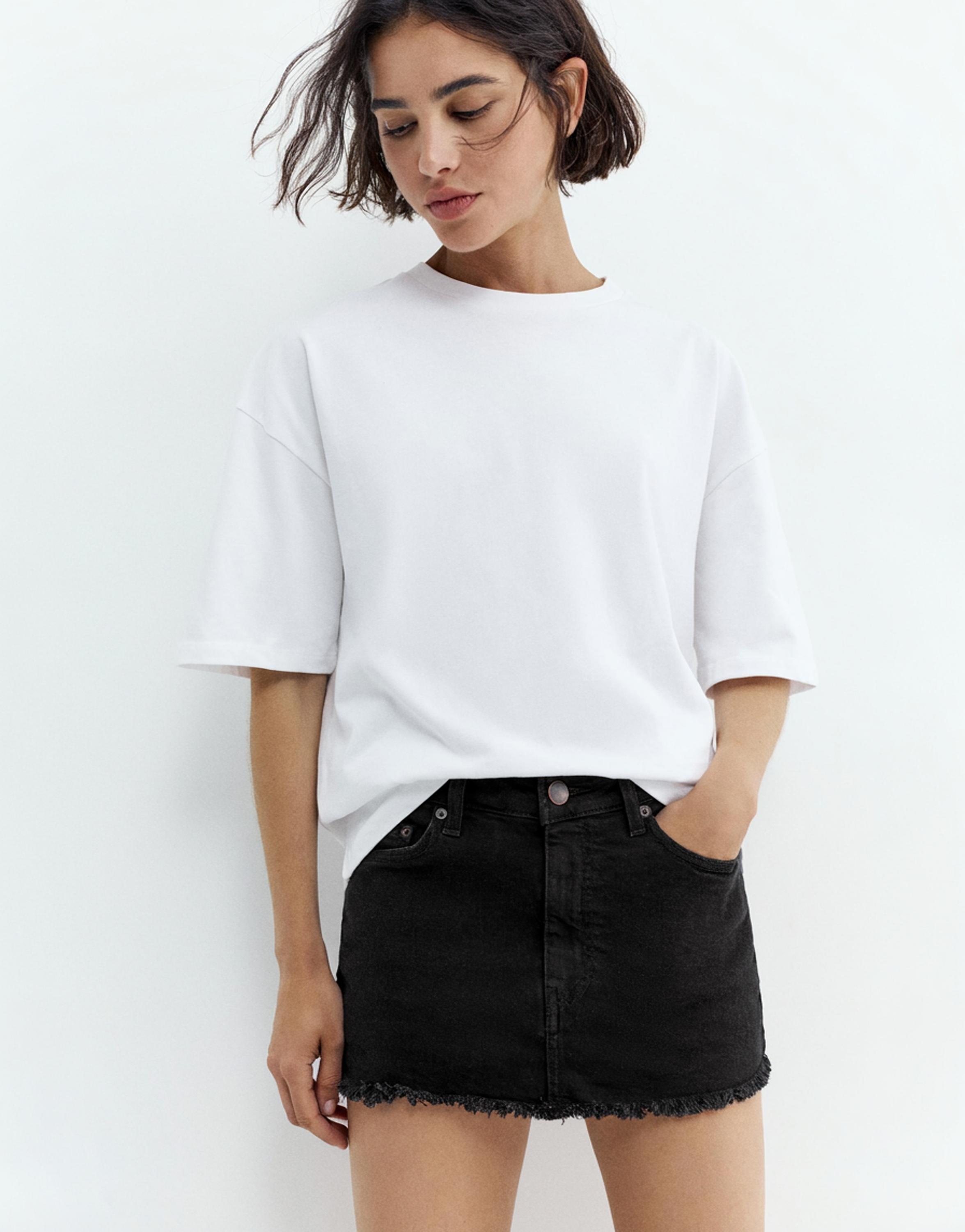 Denim skort — Black