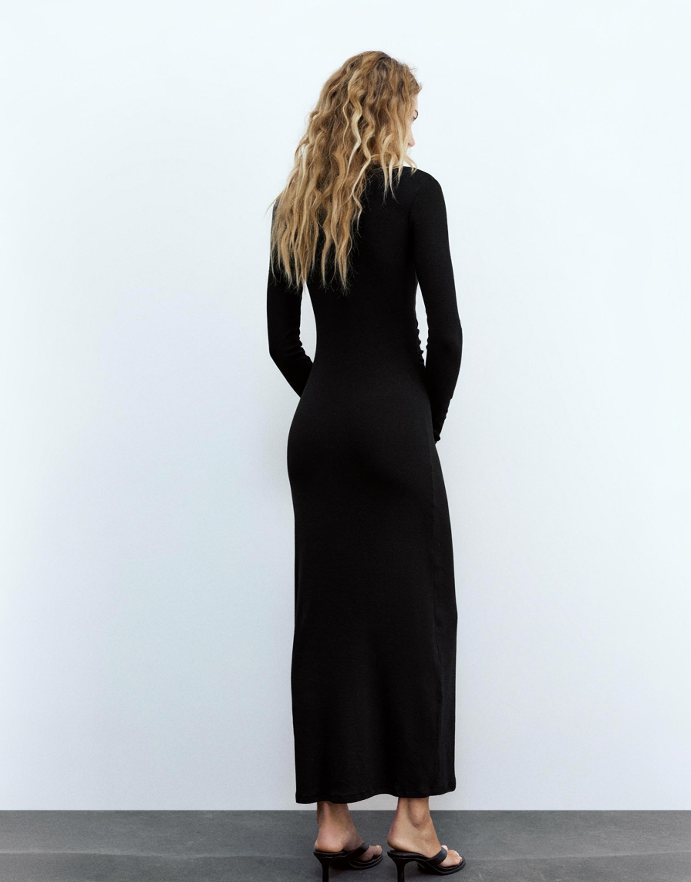 Mock neck midi dress — Black