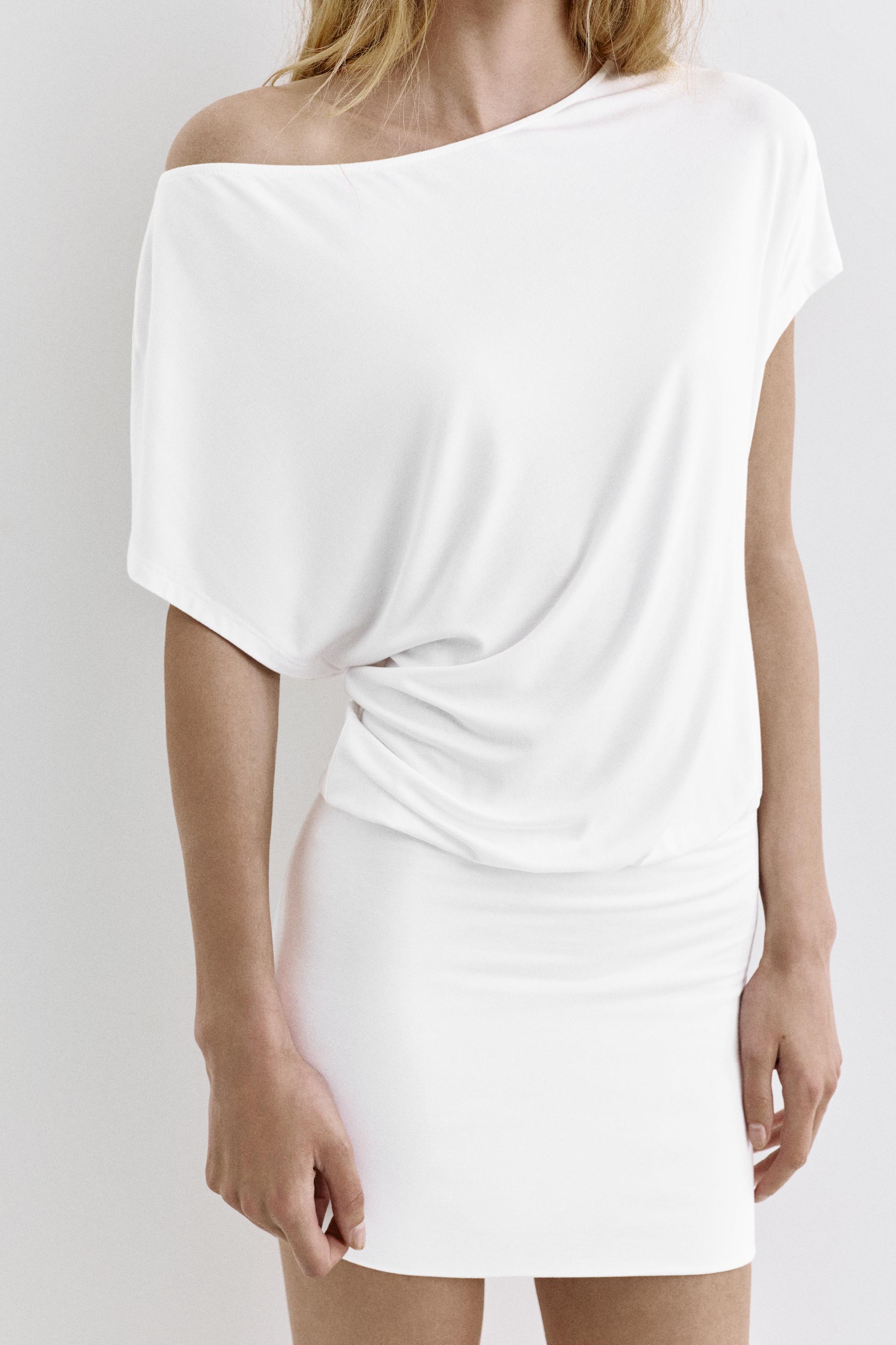 Short asymmetric dress — White