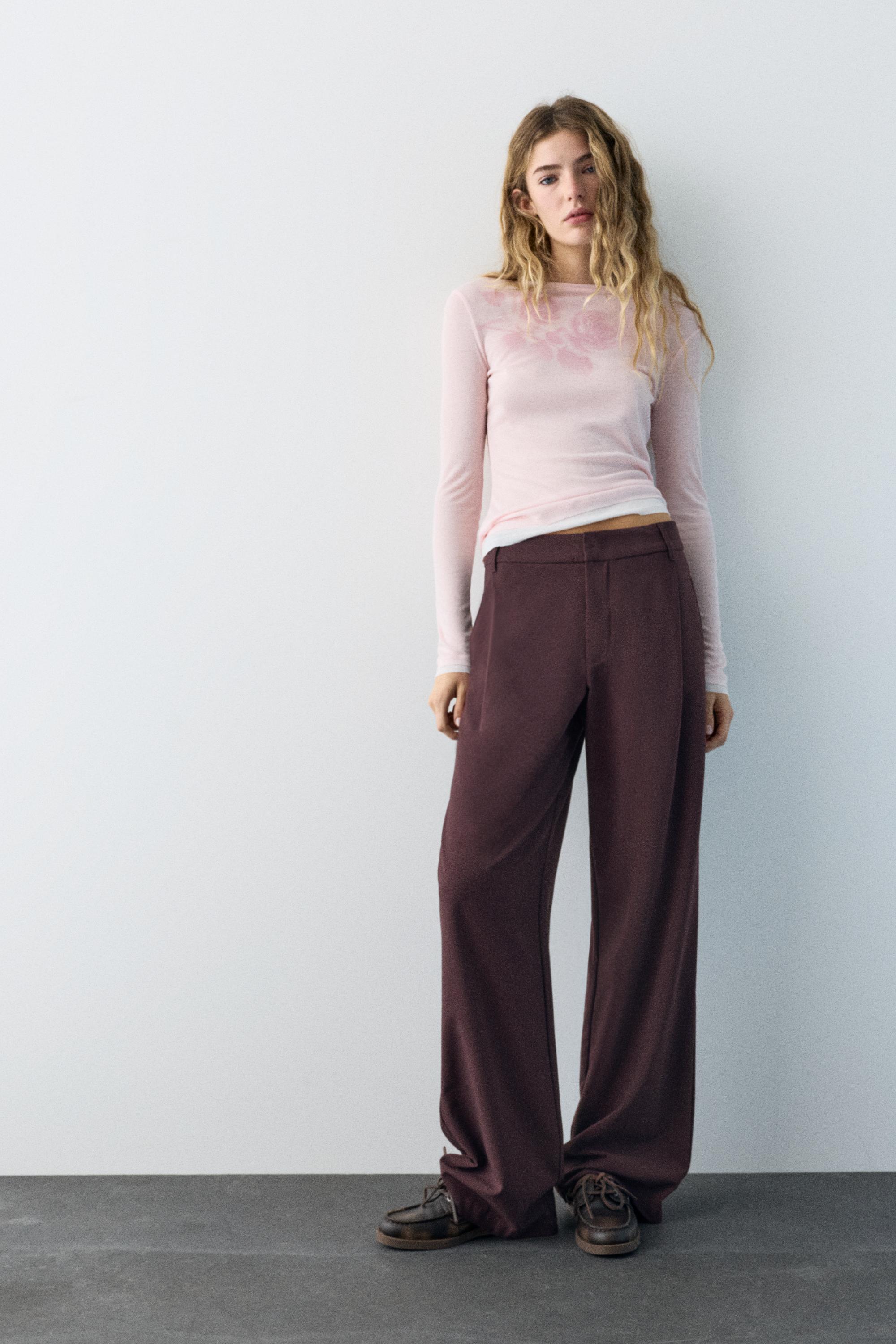 Darted smart trousers — Burgundy