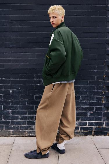 Racing graphic puffer jacket — Green marl 3
