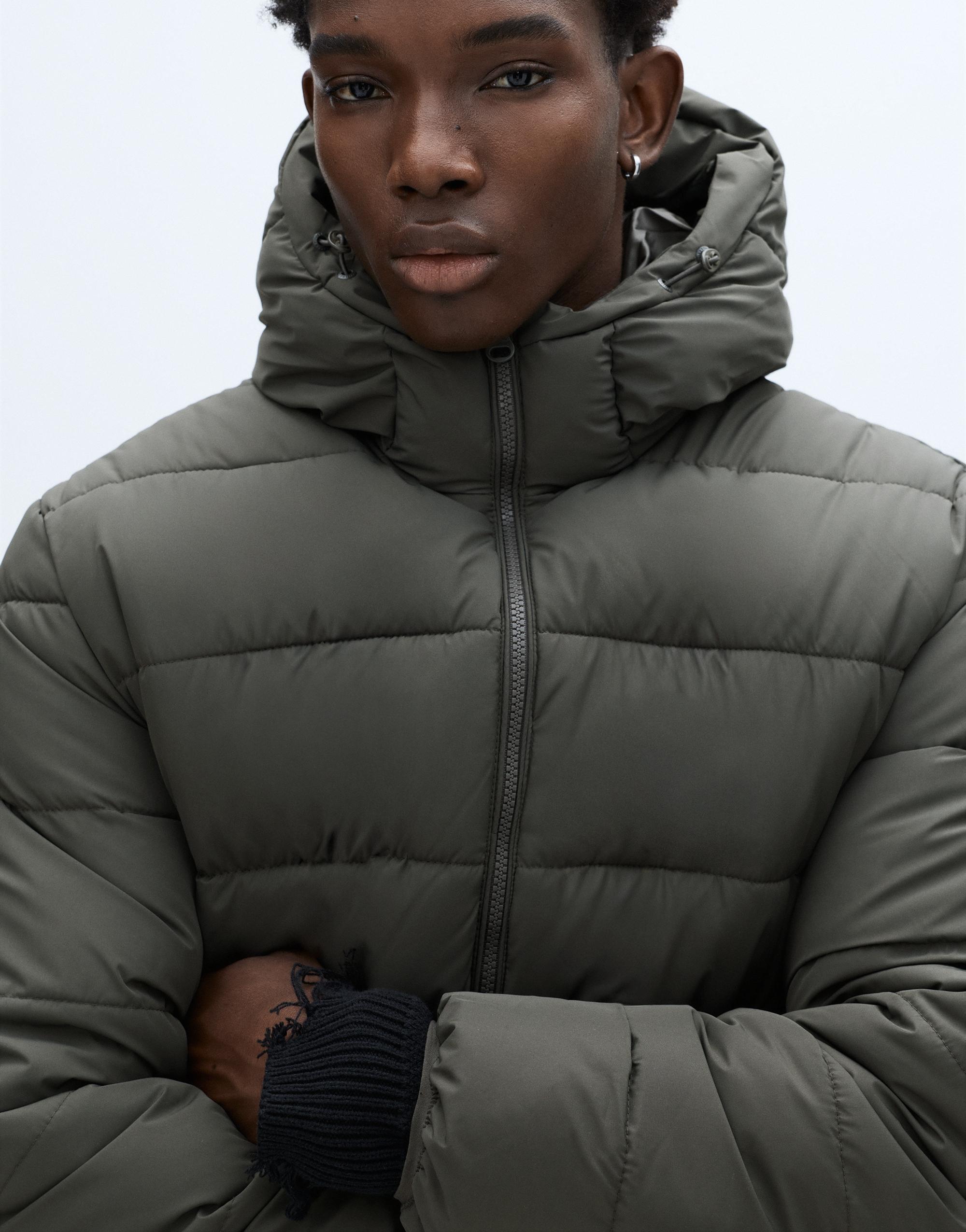 Lightweight puffer jacket with hood — Anthracite grey