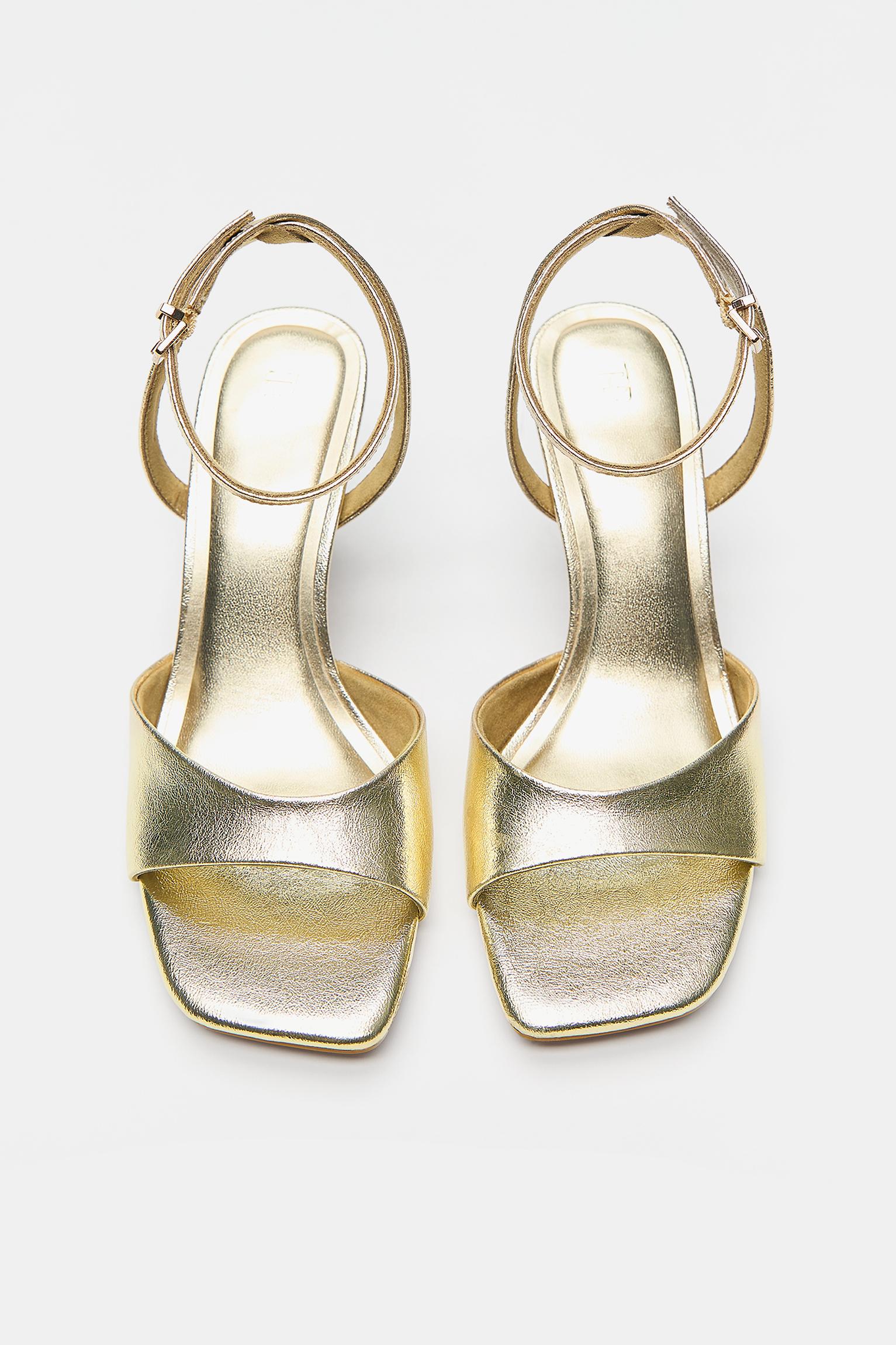 Gold metallic heeled sandals — Gold